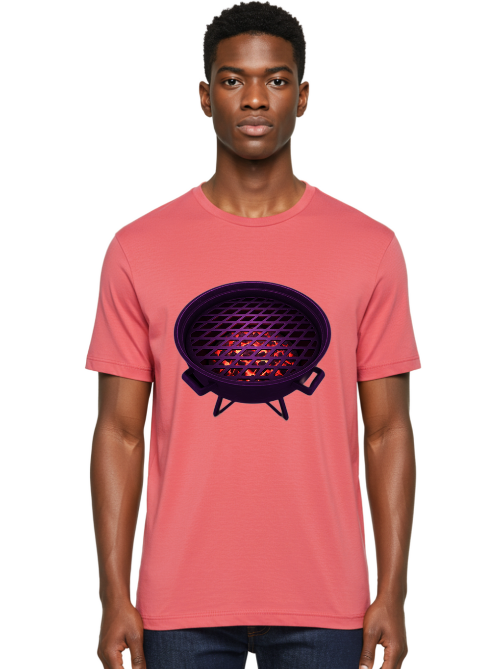 Fire-Pit Men'S Graphic Tee, 100% Cotton, Comfortable Casual Summer Wear, Machine Washable, Fire Pit, Grill Grate, Burning Coals, Outdoor Cooking, Camping Gear, Barbecue, Grill, Outdoor Fire Bab903