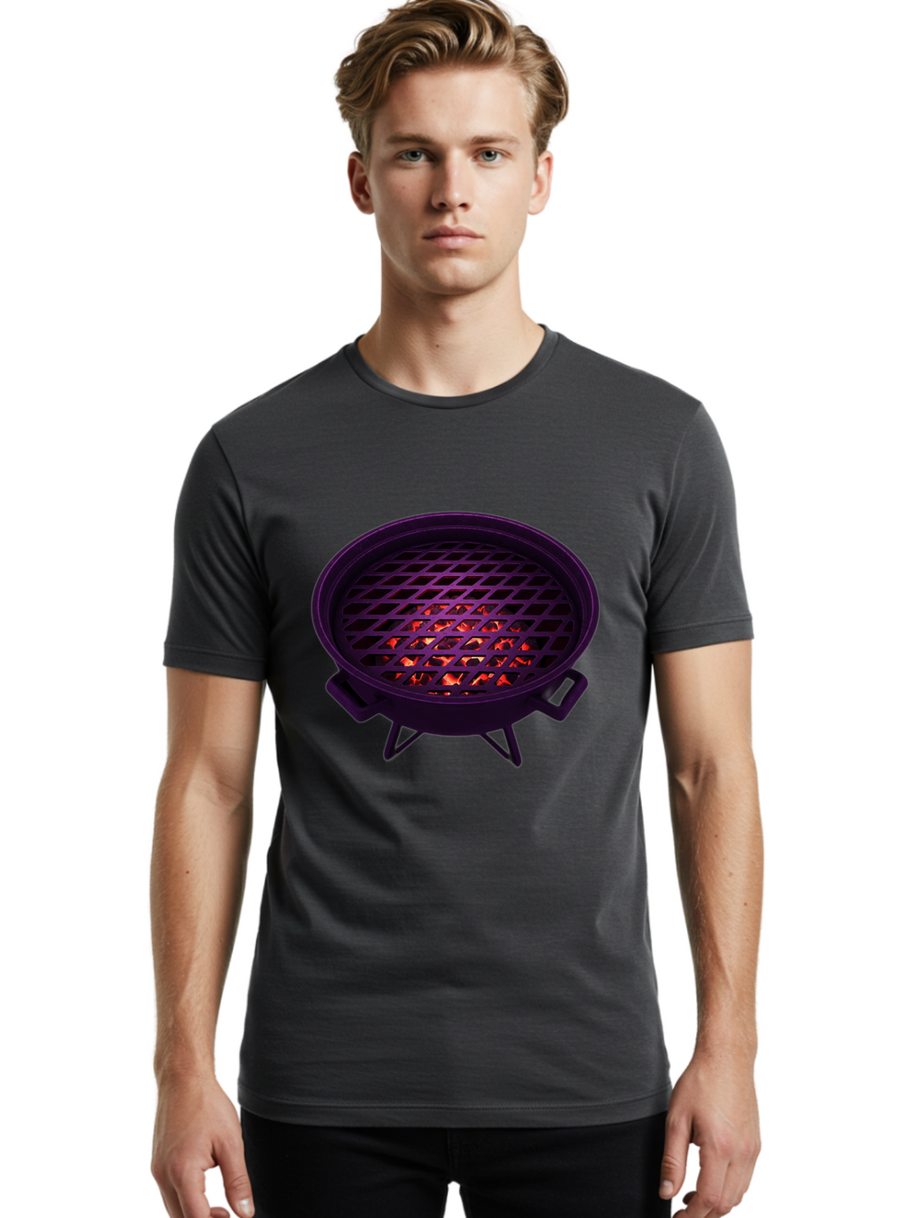 Fire-Pit Men'S Graphic Tee, 100% Cotton, Comfortable Casual Summer Wear, Machine Washable, Fire Pit, Grill Grate, Burning Coals, Outdoor Cooking, Camping Gear, Barbecue, Grill, Outdoor Fire Bab903