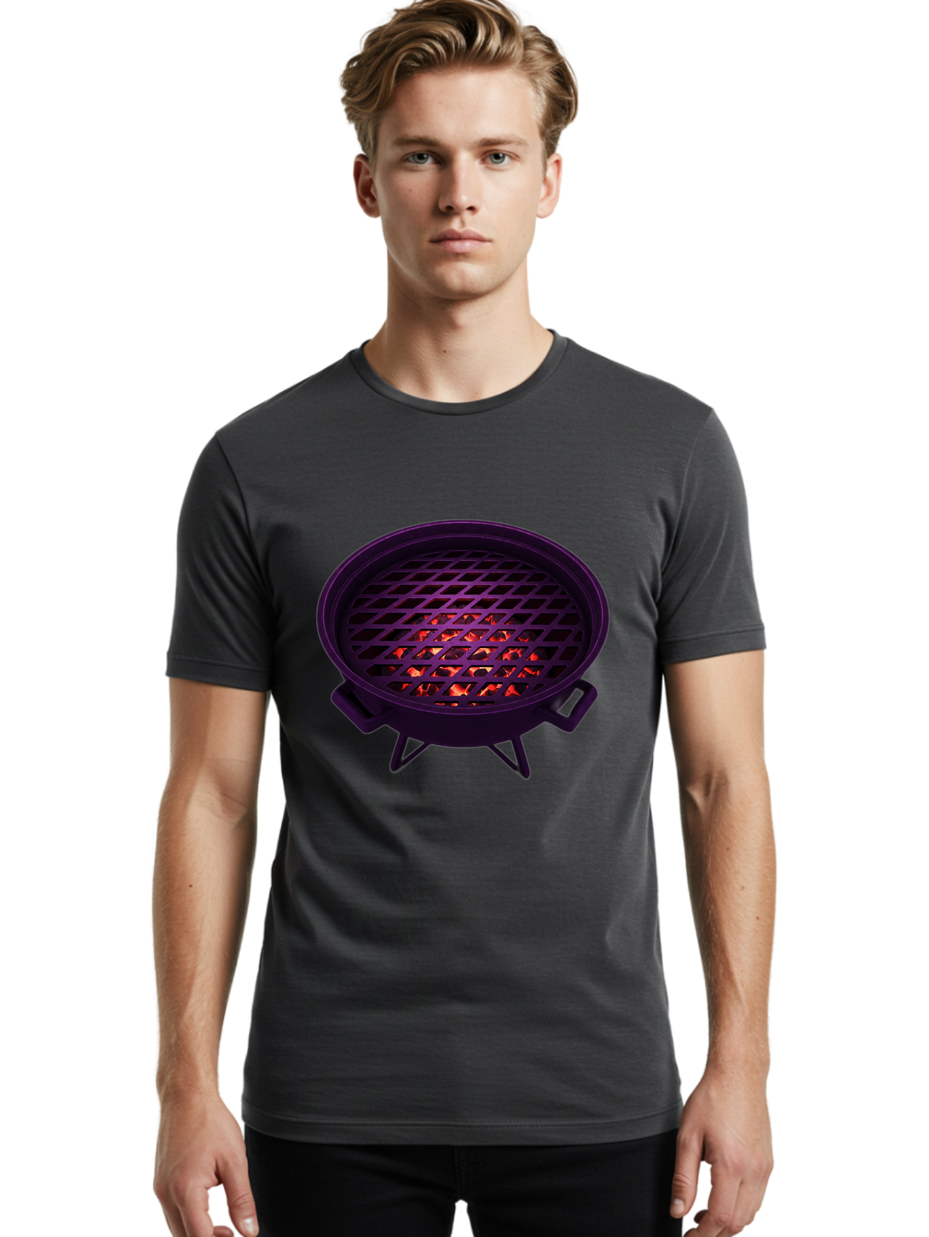 Fire-Pit Men'S Graphic Tee, 100% Cotton, Comfortable Casual Summer Wear, Machine Washable, Fire Pit, Grill Grate, Burning Coals, Outdoor Cooking, Camping Gear, Barbecue, Grill, Outdoor Fire Bab903