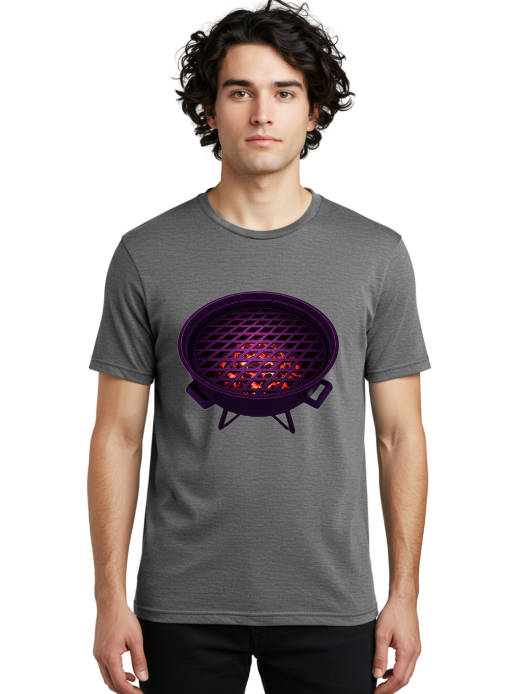 Fire-Pit Men'S Graphic Tee, 100% Cotton, Comfortable Casual Summer Wear, Machine Washable, Fire Pit, Grill Grate, Burning Coals, Outdoor Cooking, Camping Gear, Barbecue, Grill, Outdoor Fire Bab903