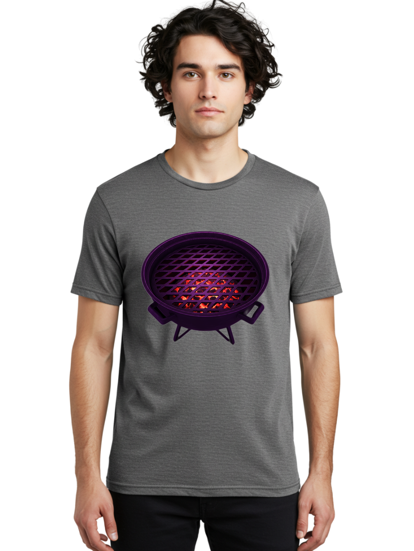 Fire-Pit Men'S Graphic Tee, 100% Cotton, Comfortable Casual Summer Wear, Machine Washable, Fire Pit, Grill Grate, Burning Coals, Outdoor Cooking, Camping Gear, Barbecue, Grill, Outdoor Fire Bab903