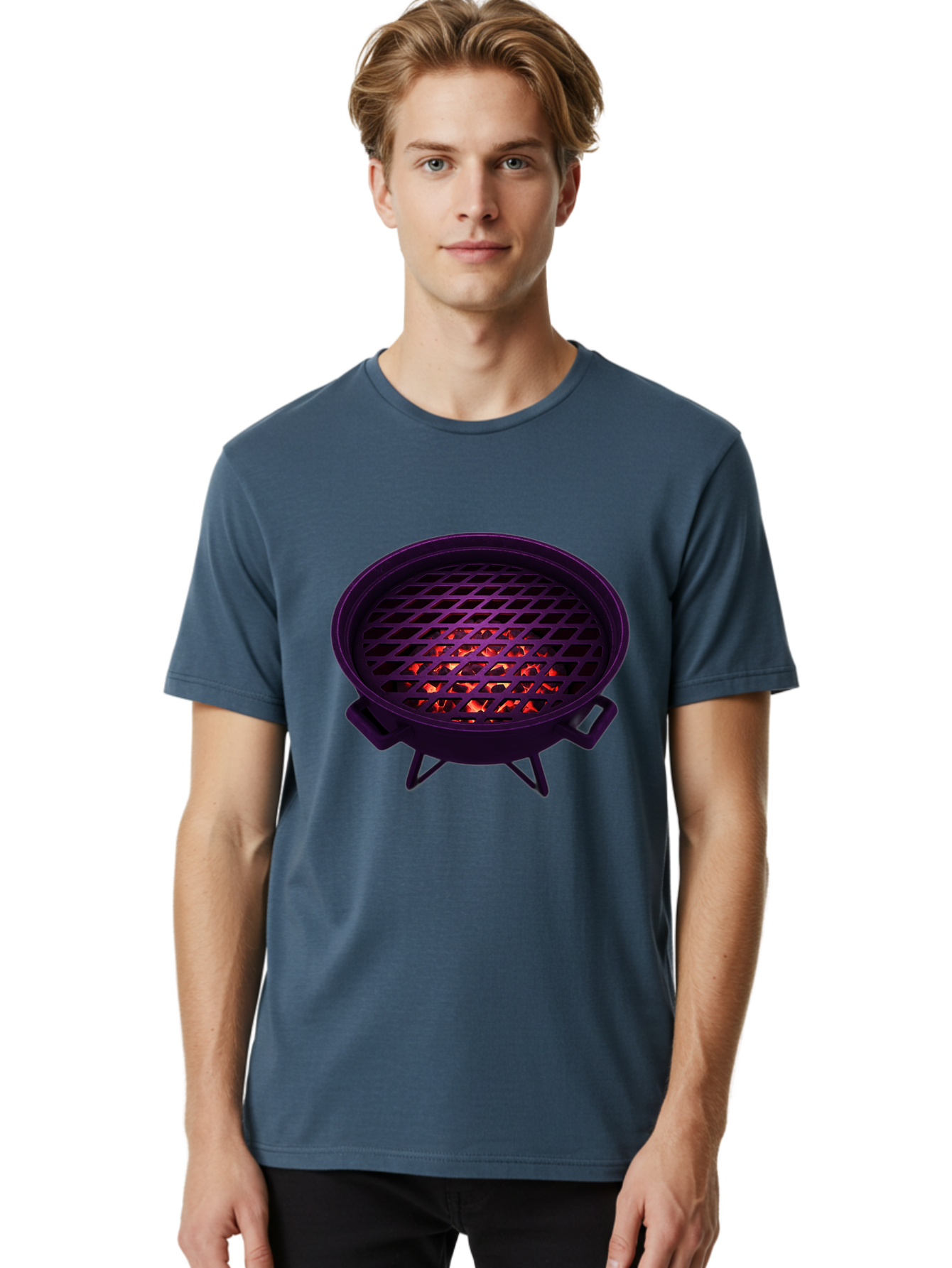 Fire-Pit Men'S Graphic Tee, 100% Cotton, Comfortable Casual Summer Wear, Machine Washable, Fire Pit, Grill Grate, Burning Coals, Outdoor Cooking, Camping Gear, Barbecue, Grill, Outdoor Fire Bab903
