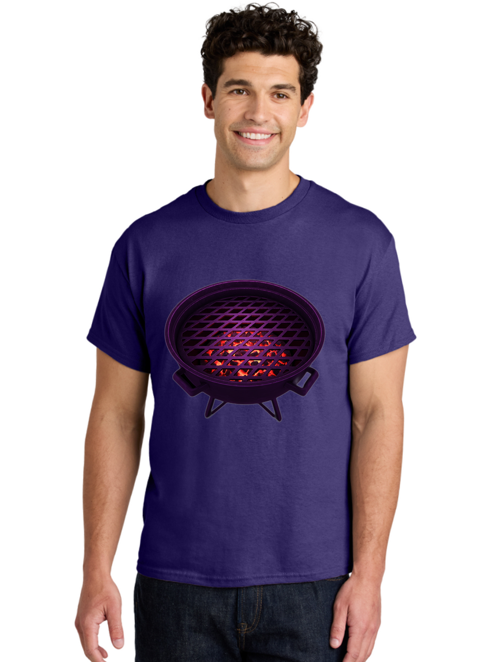 Fire-Pit Men'S Graphic Tee, 100% Cotton, Comfortable Casual Summer Wear, Machine Washable, Fire Pit, Grill Grate, Burning Coals, Outdoor Cooking, Camping Gear, Barbecue, Grill, Outdoor Fire Bab903