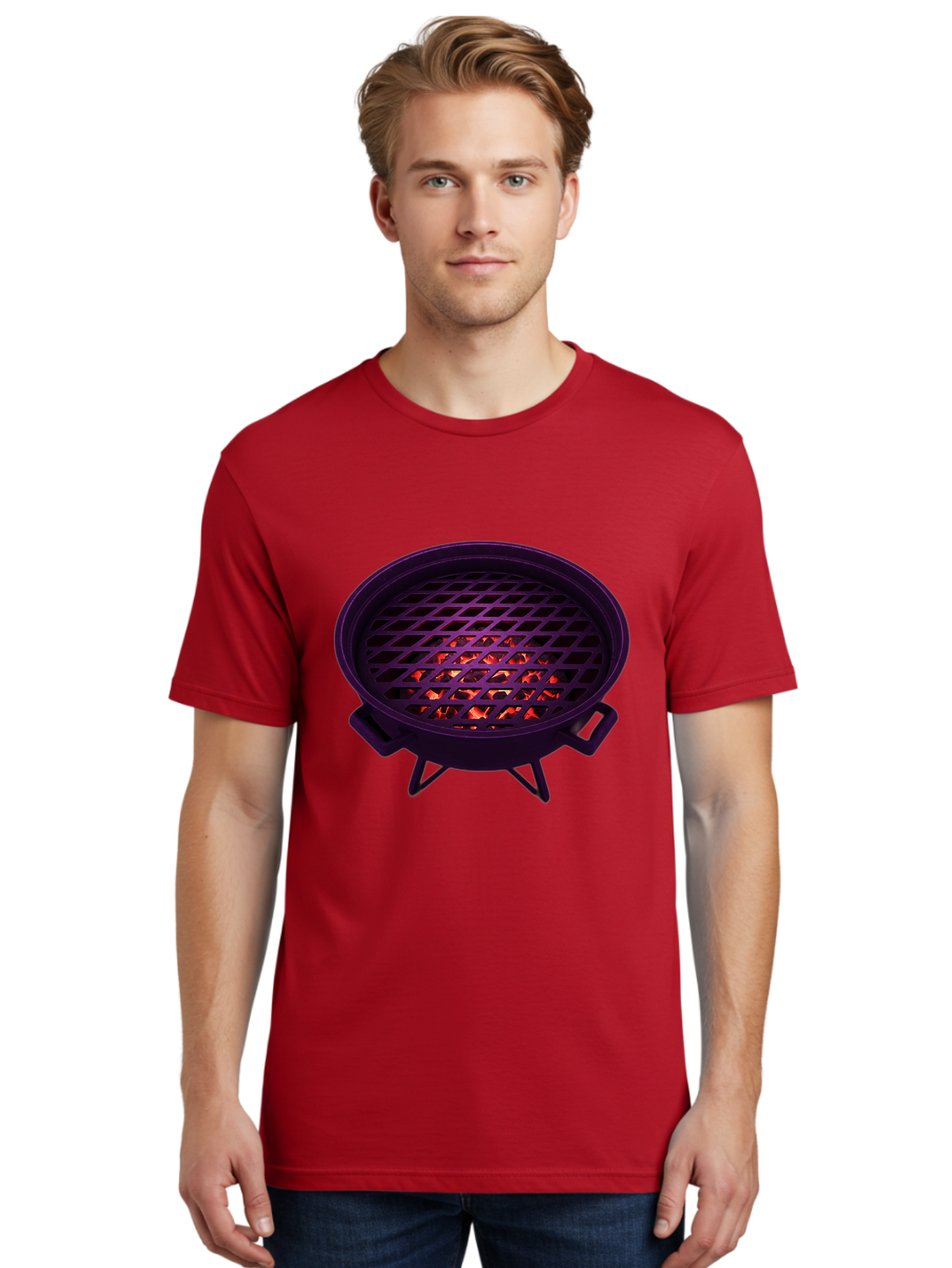 Fire-Pit Men'S Graphic Tee, 100% Cotton, Comfortable Casual Summer Wear, Machine Washable, Fire Pit, Grill Grate, Burning Coals, Outdoor Cooking, Camping Gear, Barbecue, Grill, Outdoor Fire Bab903