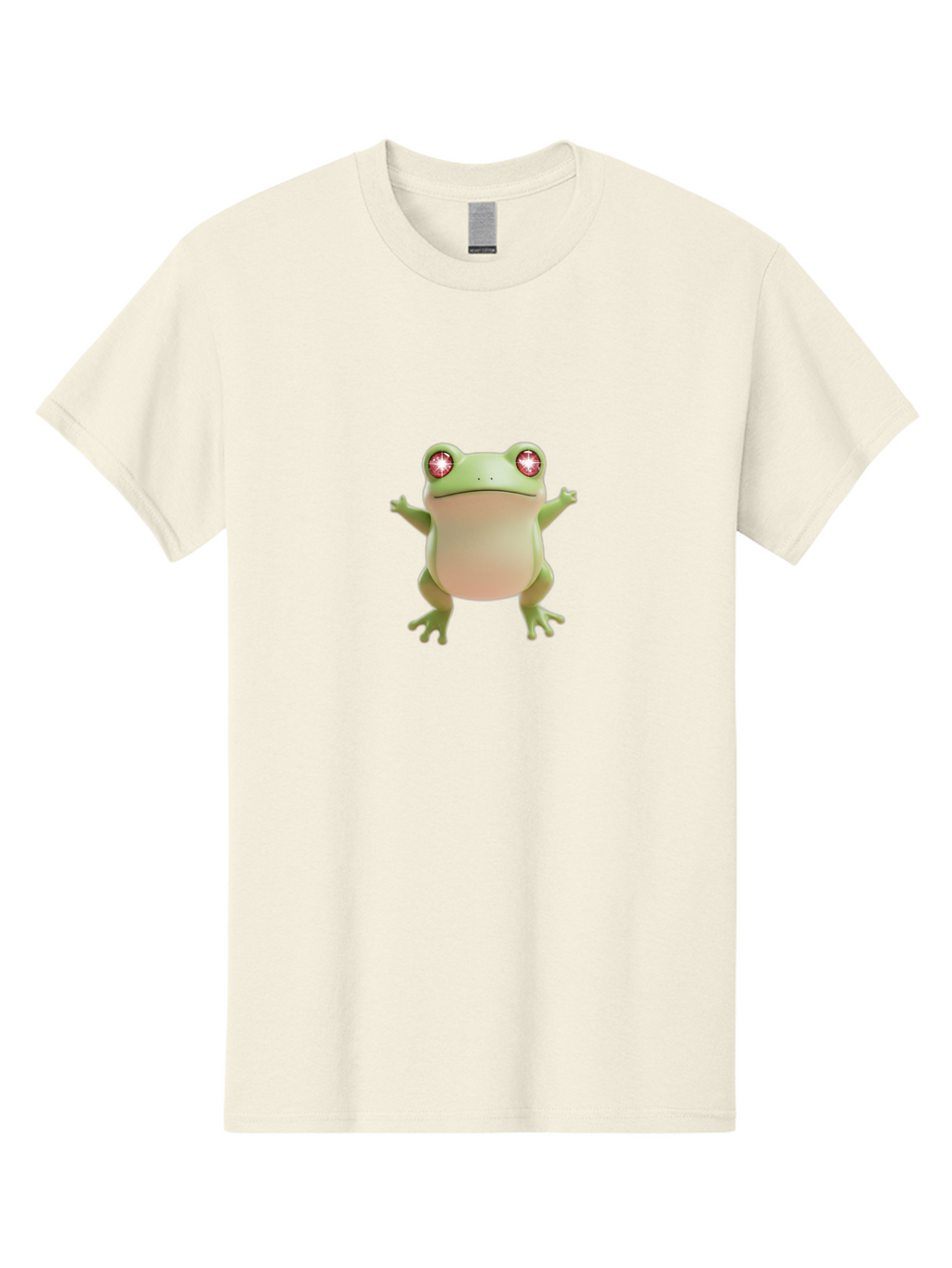 Frog-With-Glowing-Eyes Men'S Graphic Tee, 100% Cotton, Comfortable Casual Summer Wear, Machine Washable, Cartoon Frog, Green Frog, Glowing Red Eyes, 3D Rendering, Cute Amphibian, Vibrant Graphics, Playful Animation, Fun Character Design Bab928