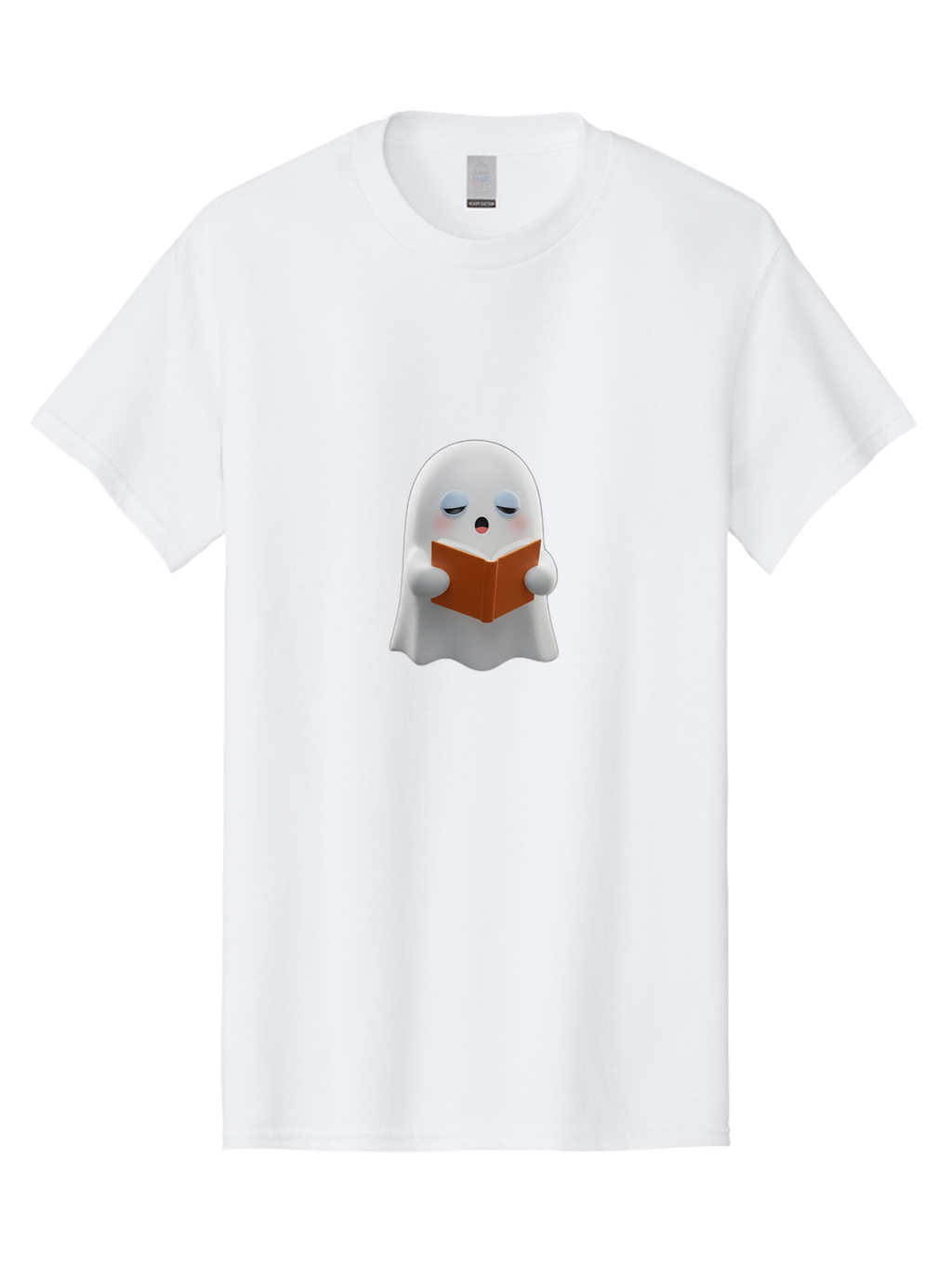 Ghost-Reading-Book Men'S Graphic Tee, 100% Cotton, Comfortable Casual Summer Wear, Machine Washable, White Ghost, Reading A Book, Cartoon Character, 3D Illustration, Cute Ghost, Ghostly Figure, Bookworm, Adorable, Funny, Spooky, Halloween, Bab939