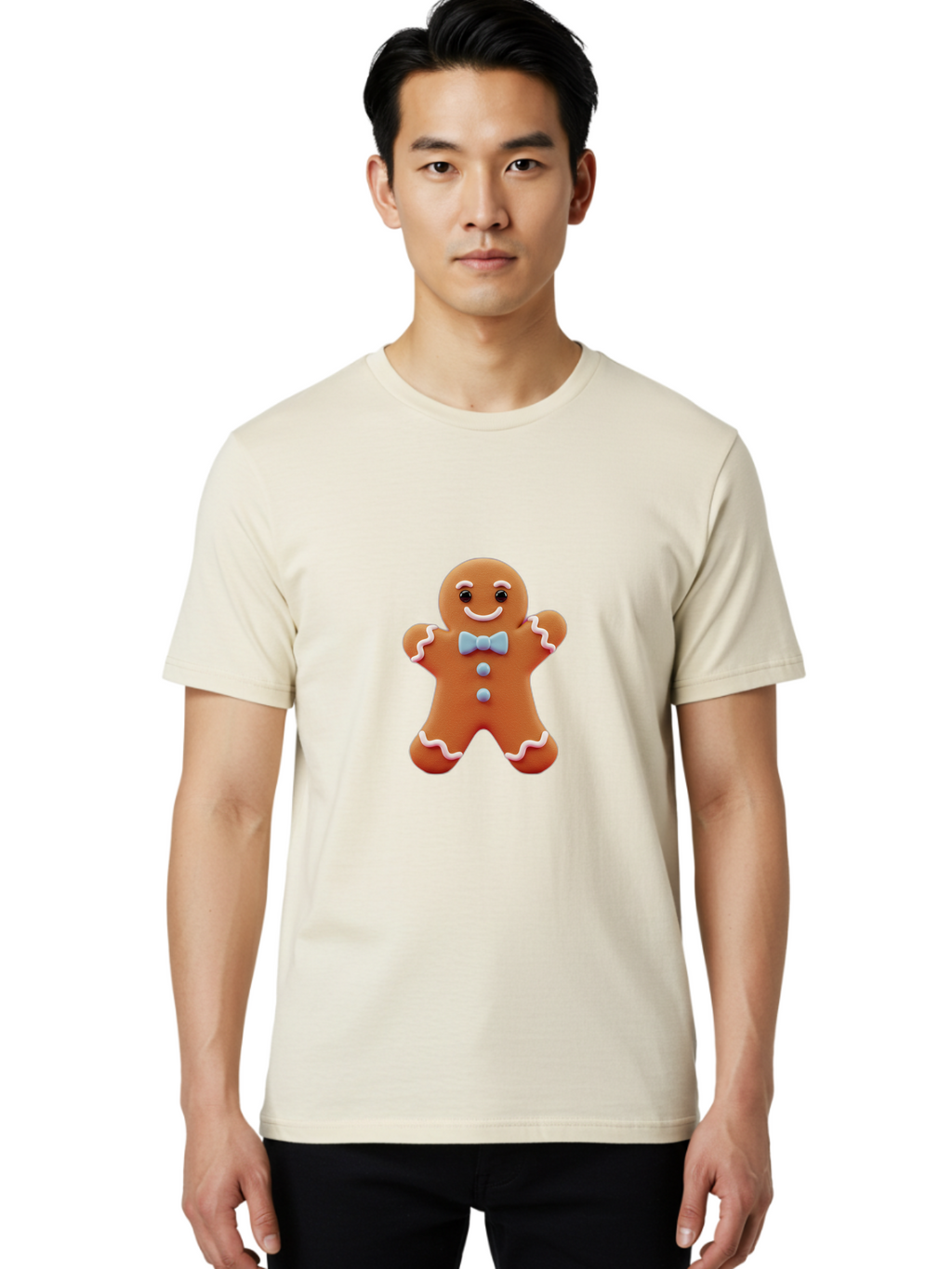 Gingerbread-Man-10 Men'S Graphic Tee, 100% Cotton, Comfortable Casual Summer Wear, Machine Washable, Gingerbread Man, Cookie Decoration, Festive Treat, Holiday Baking, Sweet Delight, Charming Character, Icing Details, Cute Expression, Bab942