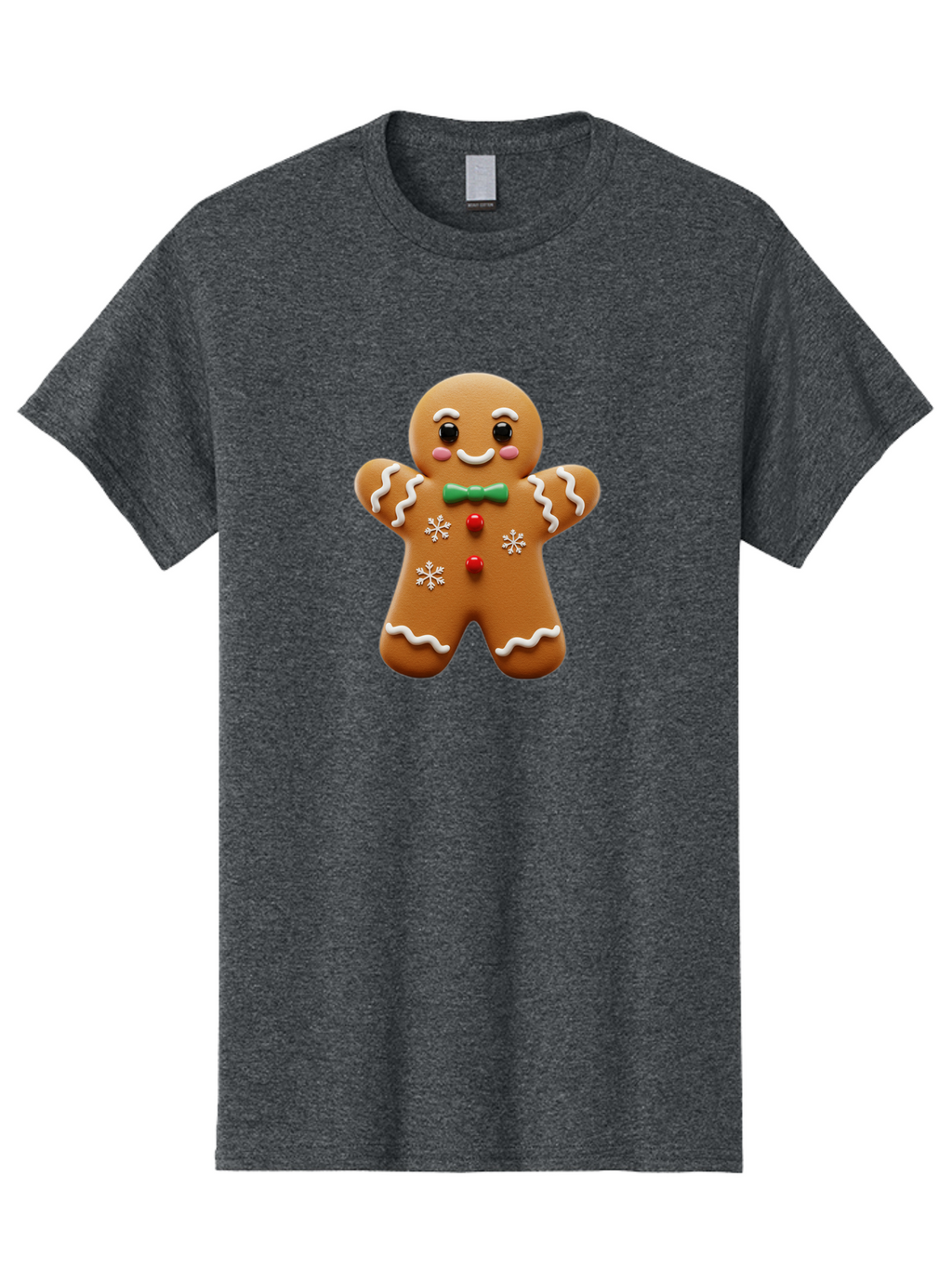 Gingerbread-Man-11 Men'S Graphic Tee, 100% Cotton, Comfortable Casual Summer Wear, Machine Washable, Gingerbread Man, Cartoon Character, Festive Treats, Holiday Cookies, Christmas Dessert, Baked Goods, Icing Decorations, Candy Buttons, Bab943