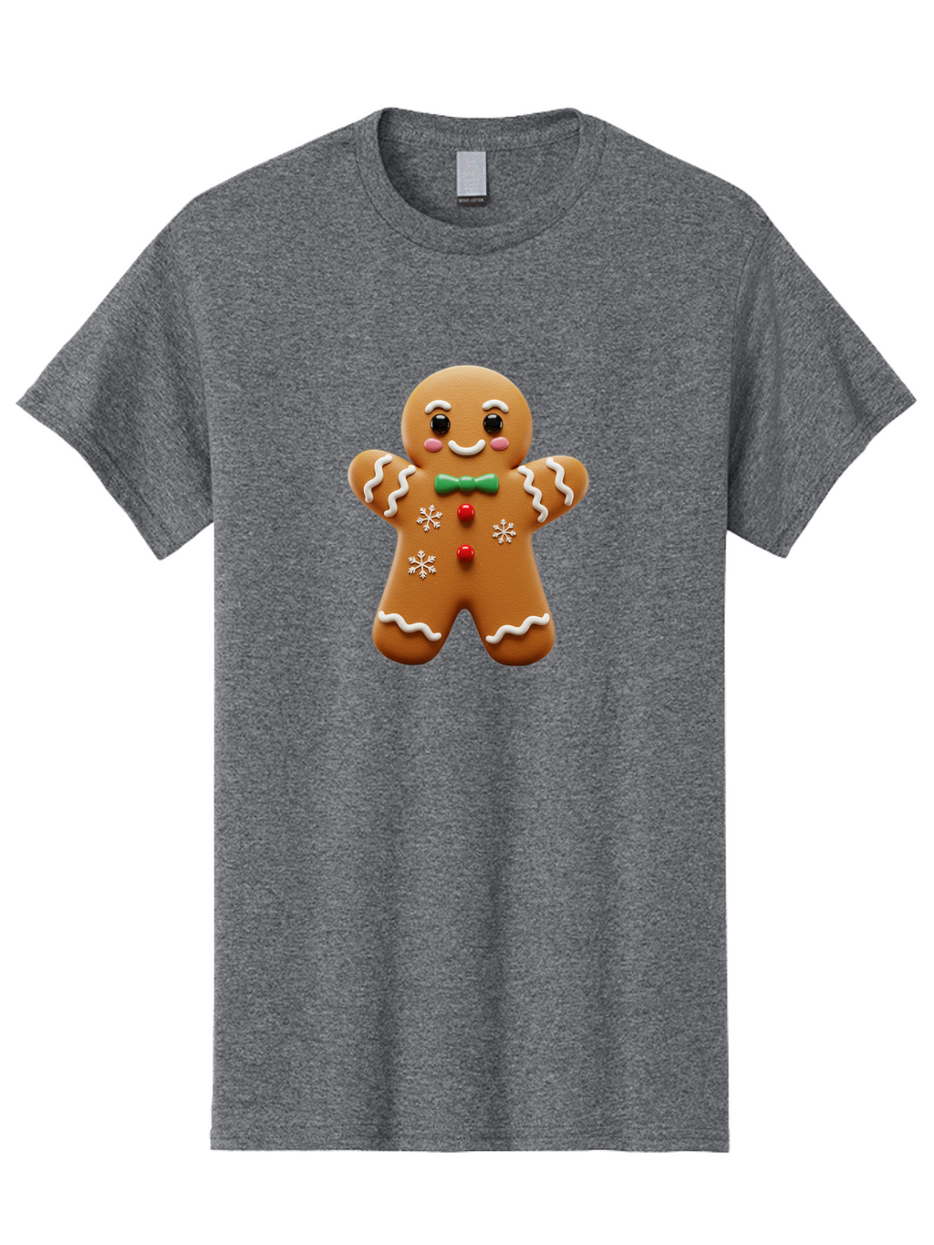 Gingerbread-Man-11 Men'S Graphic Tee, 100% Cotton, Comfortable Casual Summer Wear, Machine Washable, Gingerbread Man, Cartoon Character, Festive Treats, Holiday Cookies, Christmas Dessert, Baked Goods, Icing Decorations, Candy Buttons, Bab943