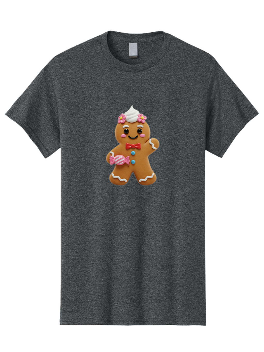 Gingerbread-Man-12 Men'S Graphic Tee, 100% Cotton, Comfortable Casual Summer Wear, Machine Washable, Gingerbread Man, Festive Cookie, Holiday Treat, Sweet Decoration, Christmas Dessert, Candy, Icing Details, Cartoonish Design, Bab944