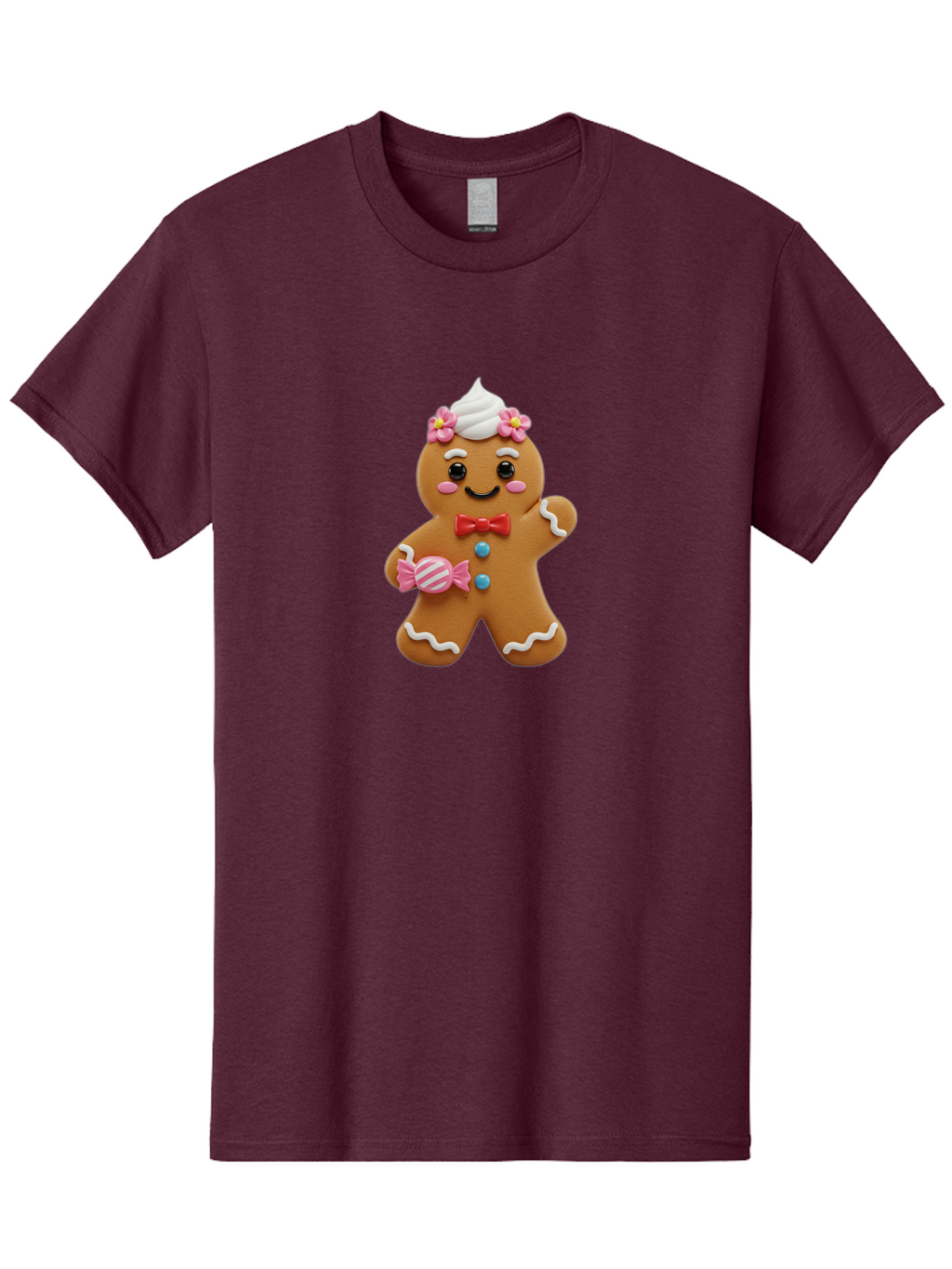 Gingerbread-Man-12 Men'S Graphic Tee, 100% Cotton, Comfortable Casual Summer Wear, Machine Washable, Gingerbread Man, Festive Cookie, Holiday Treat, Sweet Decoration, Christmas Dessert, Candy, Icing Details, Cartoonish Design, Bab944