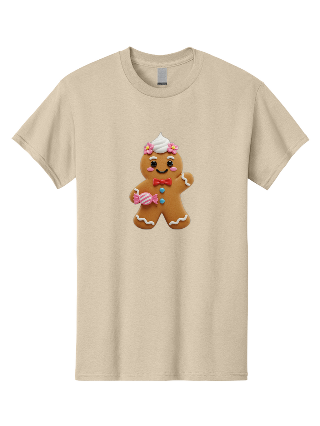 Gingerbread-Man-12 Men'S Graphic Tee, 100% Cotton, Comfortable Casual Summer Wear, Machine Washable, Gingerbread Man, Festive Cookie, Holiday Treat, Sweet Decoration, Christmas Dessert, Candy, Icing Details, Cartoonish Design, Bab944