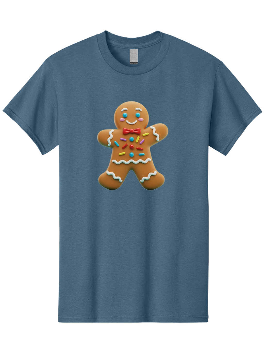 Gingerbread-Man-14 Men'S Graphic Tee, 100% Cotton, Comfortable Casual Summer Wear, Machine Washable, Gingerbread Man, Holiday Treat, Cookie Decoration, Colorful Sprinkles, Red Bow Tie, Happy Face, Festive Character, Baked Goods, Sweet Delight, Bab946