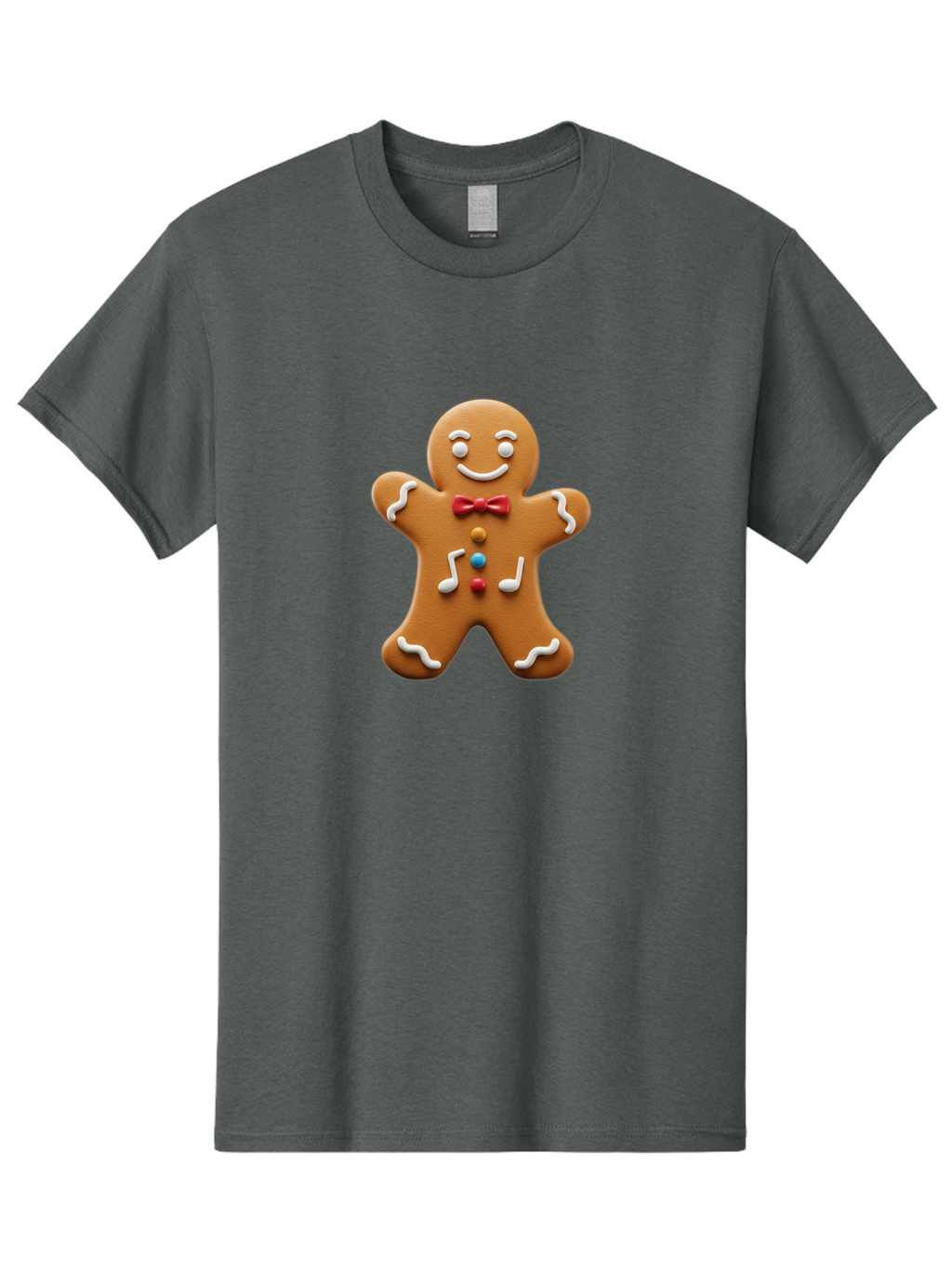 Gingerbread-Man-16 Men'S Graphic Tee, 100% Cotton, Comfortable Casual Summer Wear, Machine Washable, Gingerbread Man, Holiday Treat, Festive Cookie, Christmas Baking, Sweet Decoration, Icing Details, Candy Buttons, Red Bow Tie, White Icing Bab948