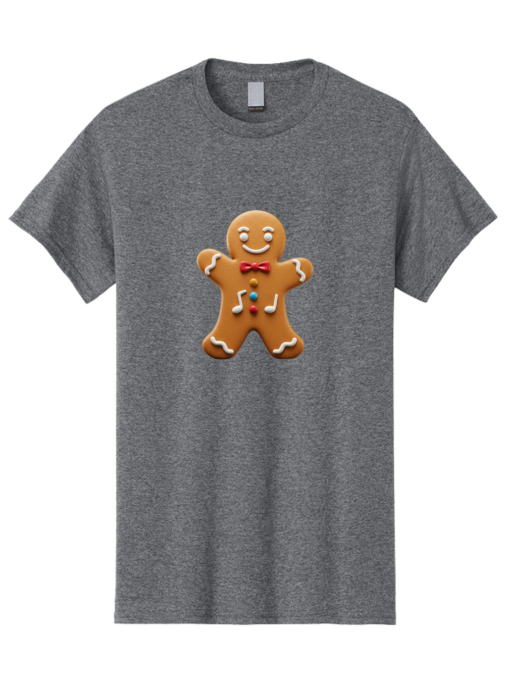 Gingerbread-Man-16 Men'S Graphic Tee, 100% Cotton, Comfortable Casual Summer Wear, Machine Washable, Gingerbread Man, Holiday Treat, Festive Cookie, Christmas Baking, Sweet Decoration, Icing Details, Candy Buttons, Red Bow Tie, White Icing Bab948