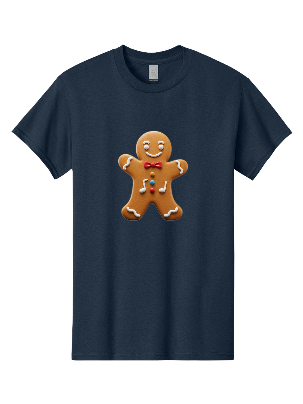 Gingerbread-Man-16 Men'S Graphic Tee, 100% Cotton, Comfortable Casual Summer Wear, Machine Washable, Gingerbread Man, Holiday Treat, Festive Cookie, Christmas Baking, Sweet Decoration, Icing Details, Candy Buttons, Red Bow Tie, White Icing Bab948