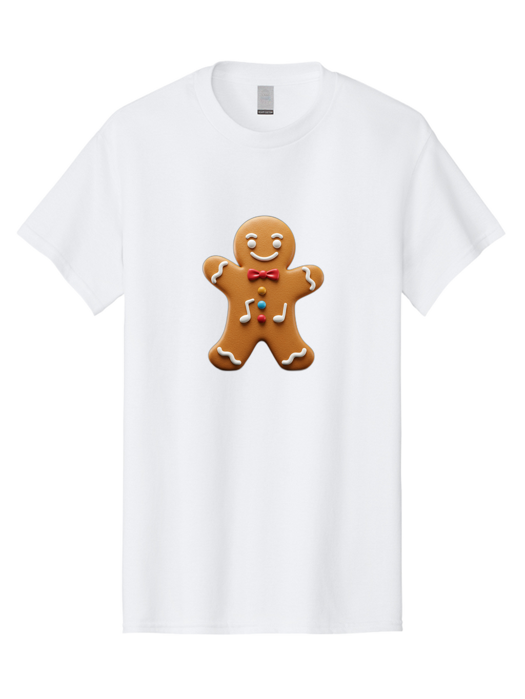 Gingerbread-Man-16 Men'S Graphic Tee, 100% Cotton, Comfortable Casual Summer Wear, Machine Washable, Gingerbread Man, Holiday Treat, Festive Cookie, Christmas Baking, Sweet Decoration, Icing Details, Candy Buttons, Red Bow Tie, White Icing Bab948