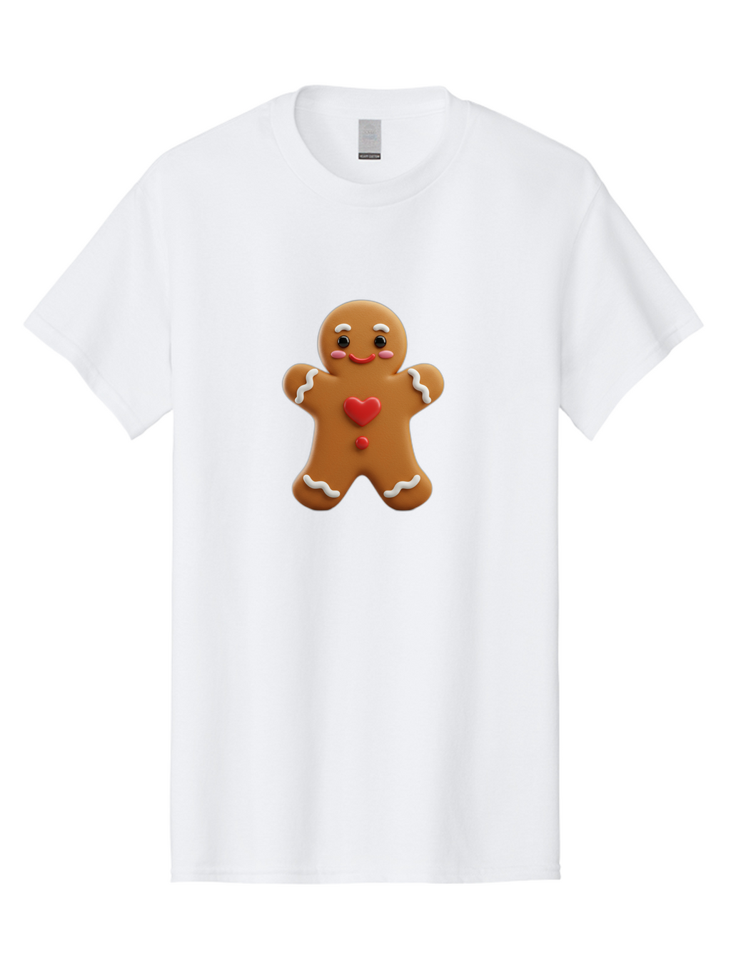 Gingerbread-Man-8 Men'S Graphic Tee, 100% Cotton, Comfortable Casual Summer Wear, Machine Washable, 3D Gingerbread Man, Festive Holiday Treat, Cartoon Character, White Icing Details, Red Heart Decoration, Sweet Indulgence, Christmas Cookie, Bab956