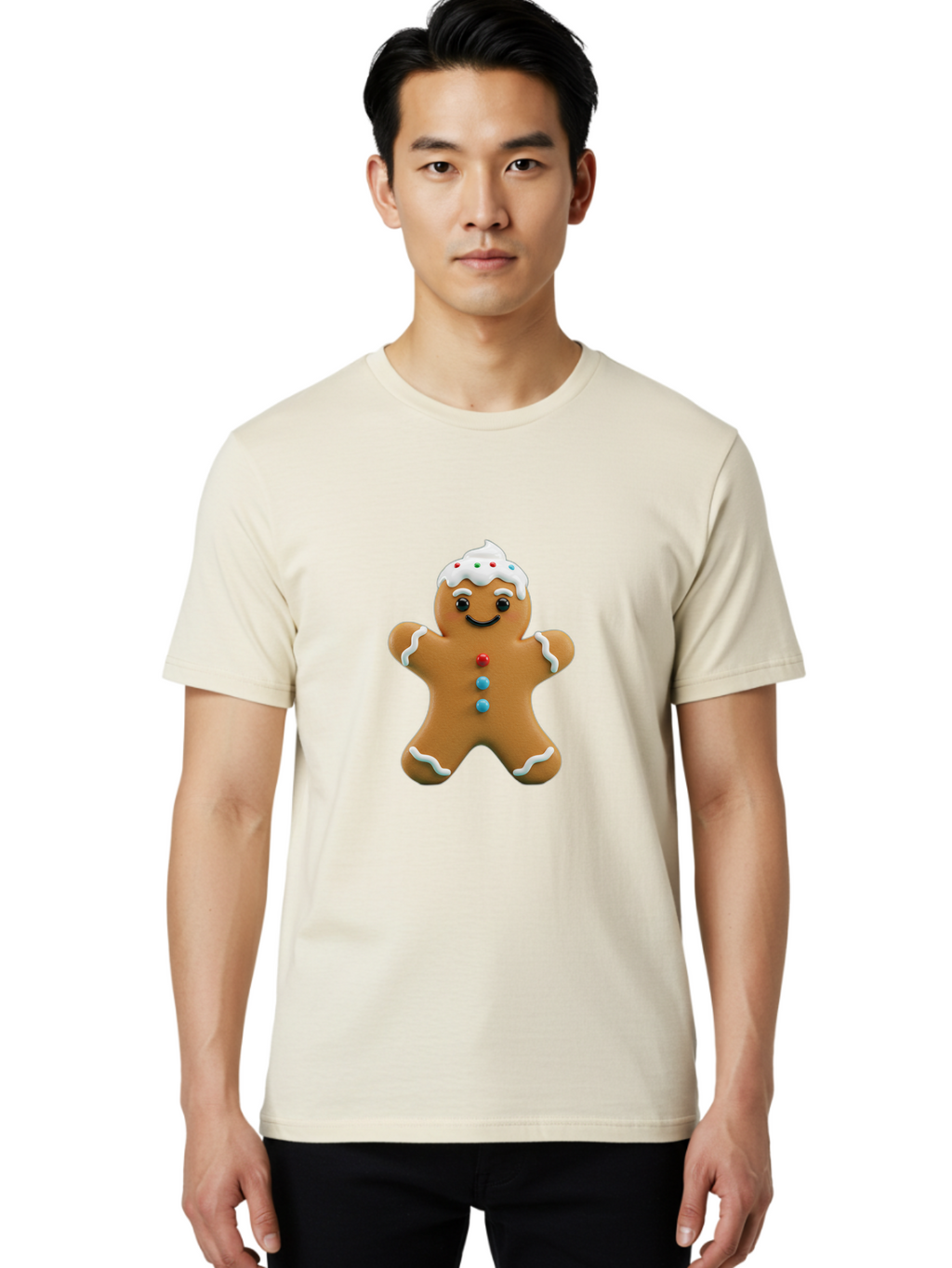 Gingerbread-Man-9 Men'S Graphic Tee, 100% Cotton, Comfortable Casual Summer Wear, Machine Washable, Gingerbread Man Cookie, Festive Treats, Holiday Baking, Christmas Dessert, Candy Decorations, Sweet Treats, Baked Goods, Icing Details Bab957