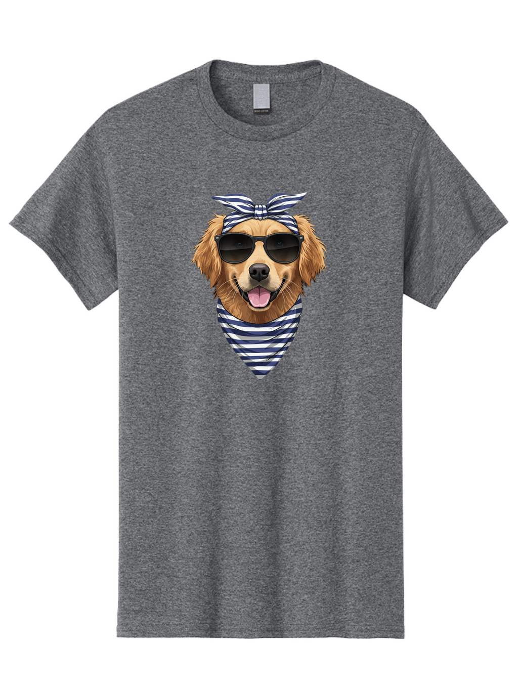 Golden-Dog Men'S Graphic Tee, 100% Cotton, Comfortable Casual Summer Wear, Machine Washable, Cool Dog, Dog Wearing Sunglasses, Retro Dog, Dog With Bandana, Cute Canine, Happy Dog, Stylish Pup, Funny Animal Bab965