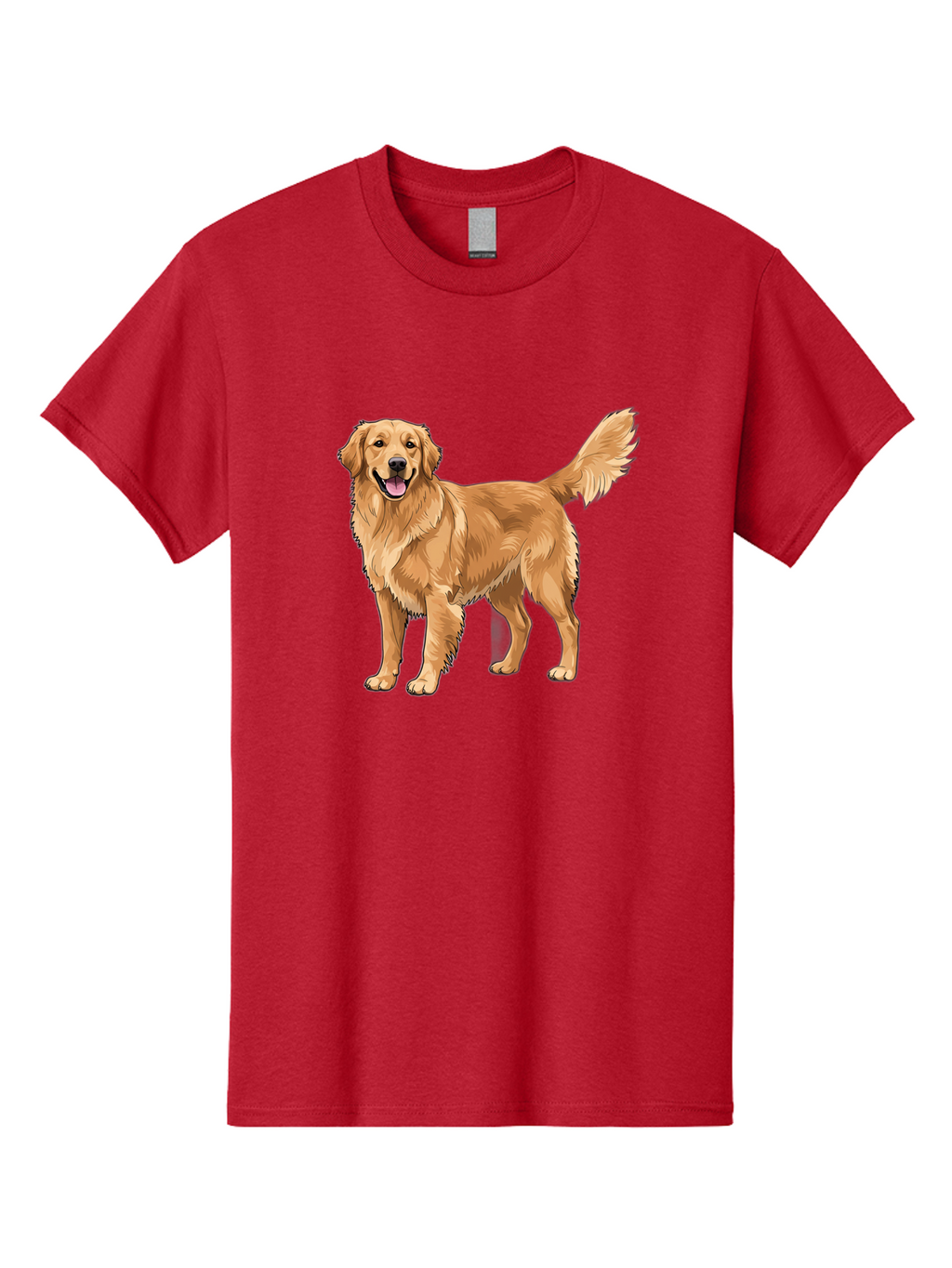 Golden-Retriever-10 Men'S Graphic Tee, 100% Cotton, Comfortable Casual Summer Wear, Machine Washable, Golden Retriever Dog, Golden Fur, Friendly Expression, Wagging Tail, Standing Pose, Canine Companion, Dog Illustration, Fluffy Coat, Bab967