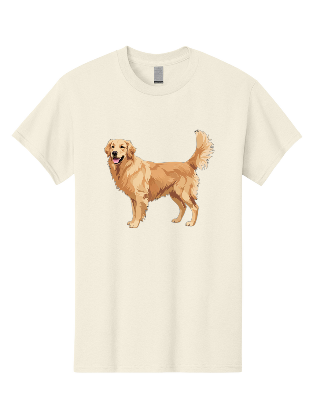 Golden-Retriever-11 Men'S Graphic Tee, 100% Cotton, Comfortable Casual Summer Wear, Machine Washable, Golden Retriever Dog, Happy Dog, Dog Illustration, Canine Graphic, Friendly Dog, Dog Portrait, Retriever Breed, Dog Art Bab968