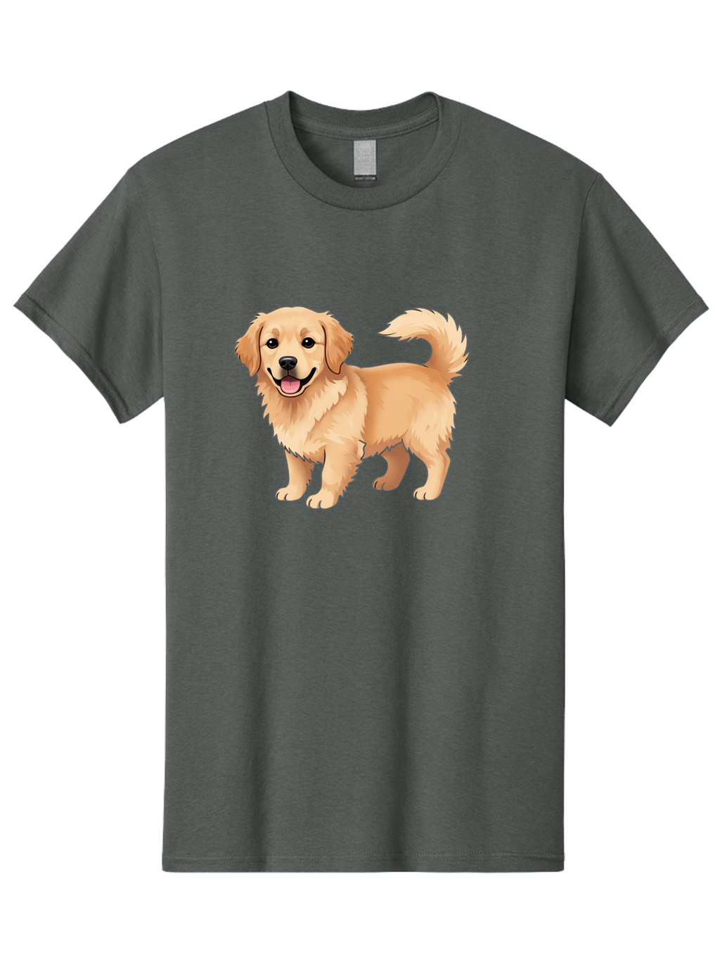 Golden-Retriever-13 Men'S Graphic Tee, 100% Cotton, Comfortable Casual Summer Wear, Machine Washable, Golden Retriever Dog, Happy Expression, Fluffy Fur, Playful Demeanor, Friendly Animal, Cartoon Style, Golden Coat, Dog Illustration, Bab970