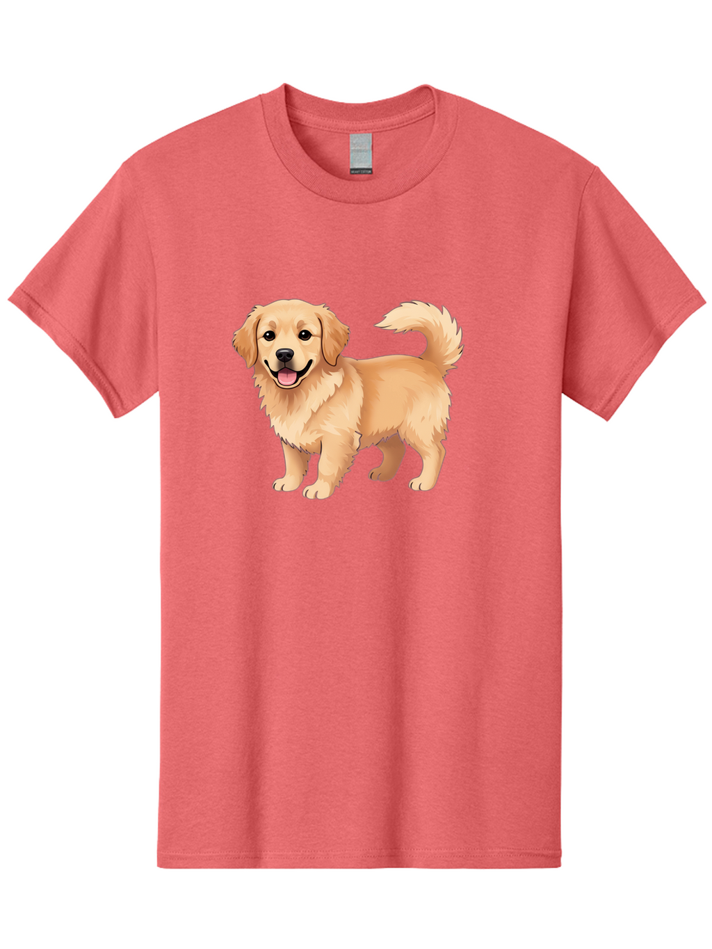 Golden-Retriever-13 Men'S Graphic Tee, 100% Cotton, Comfortable Casual Summer Wear, Machine Washable, Golden Retriever Dog, Happy Expression, Fluffy Fur, Playful Demeanor, Friendly Animal, Cartoon Style, Golden Coat, Dog Illustration, Bab970