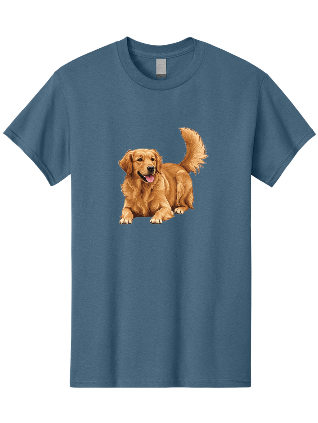 Golden-Retriever-17 Men'S Graphic Tee, 100% Cotton, Comfortable Casual Summer Wear, Machine Washable, Golden Retriever Dog, Playful Pet, Happy Animal, Fluffy Fur, Friendly Breed, Loyal Companion, Canine Friend, Dog Portrait, Pet Illustration Bab974