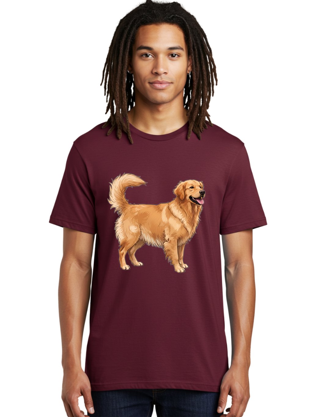 Golden-Retriever-18 Men'S Graphic Tee, 100% Cotton, Comfortable Casual Summer Wear, Machine Washable, Golden Retriever Dog, Happy Dog, Friendly Dog, Canine, Pet, Fluffy Fur, Wagging Tail, Playful Animal Bab975