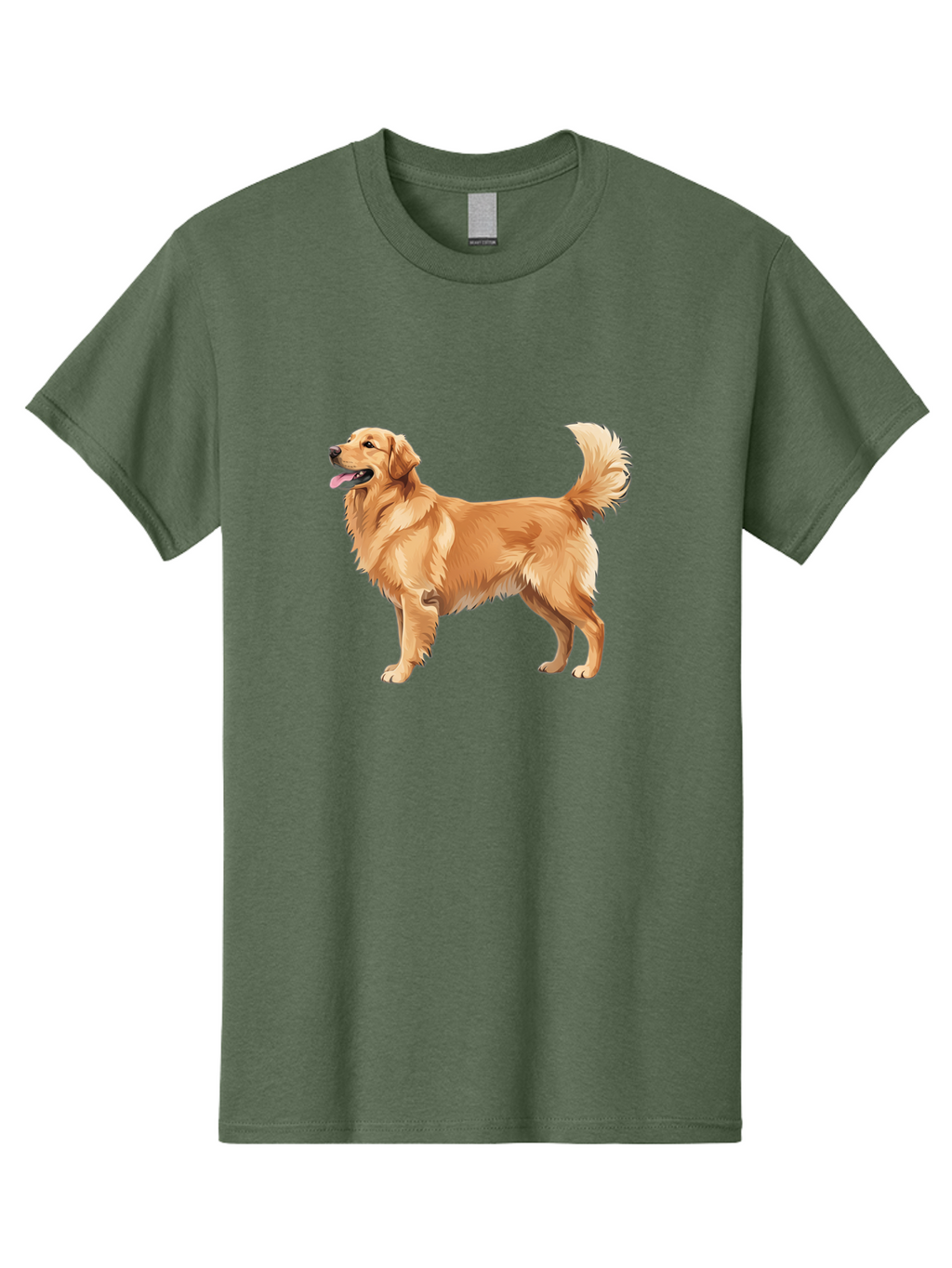 Golden-Retriever-9 Men'S Graphic Tee, 100% Cotton, Comfortable Casual Summer Wear, Machine Washable, Golden Retriever Dog, Happy Dog, Dog Portrait, Canine, Furry Friend, Playful Pet, Illustration, Cartoon Dog, Friendly Animal Bab983