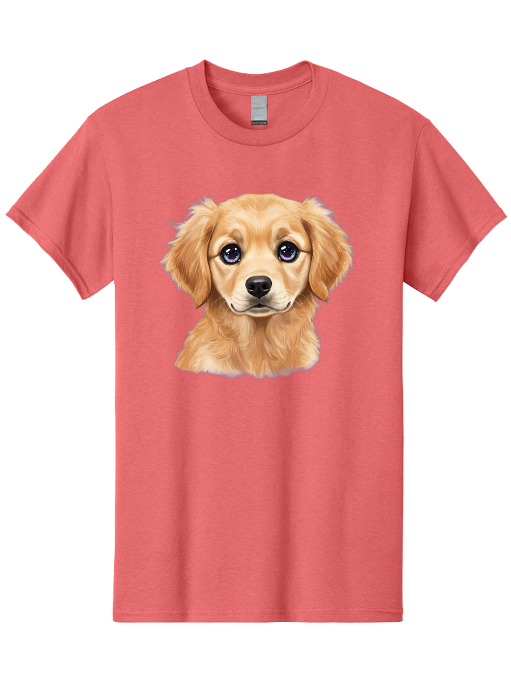 Golden-Retriever-Puppy-6 Men'S Graphic Tee, 100% Cotton, Comfortable Casual Summer Wear, Machine Washable, Golden Puppy, Cute Dog, Puppy Face, Blue Eyes, Fluffy Fur, Adorable Animal, Cartoon Style, Digital Art, Sweet Expression, Friendly Pet Bab993