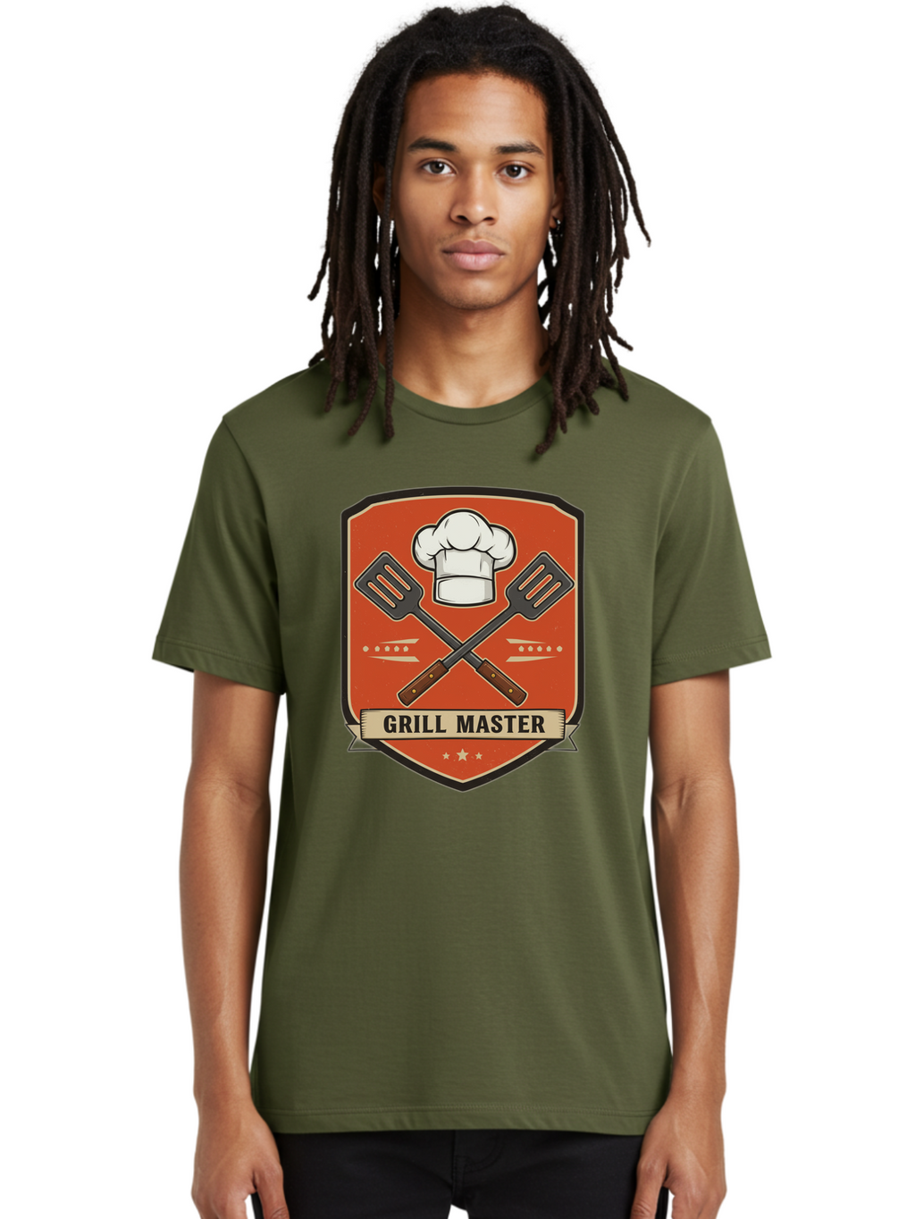 Grill-Master Men'S Graphic Tee, 100% Cotton, Comfortable Casual Summer Wear, Machine Washable, Grill Master Logo, Chef Hat, Barbecue Utensils, Grilling Tools, Culinary Expertise, Cooking Mastery, Grill Mastery, Chef Logo Bac012