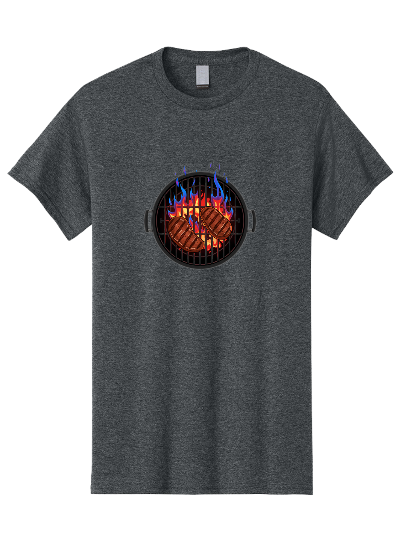 Grilled-Burgers Men'S Graphic Tee, 100% Cotton, Comfortable Casual Summer Wear, Machine Washable, Grilled Steaks, Barbecue Grill, Cooking Meat, Grill Marks, Flames, Outdoor Cooking, Summer Food, Sizzling Meat, Grill Master Bac013