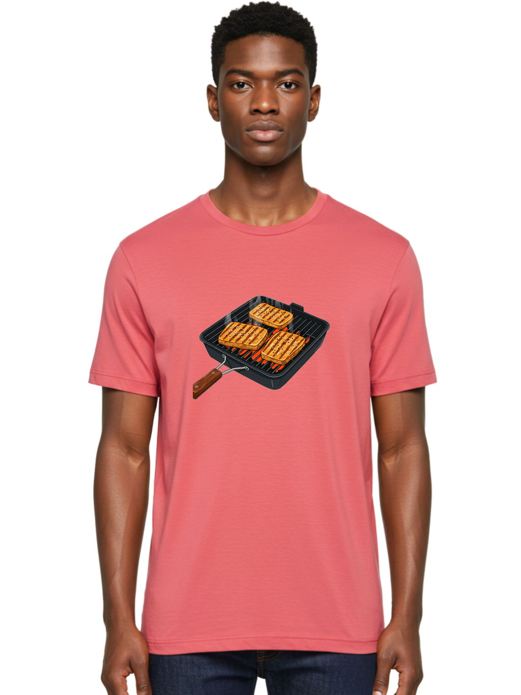 Grilled-Cheese-Sandwich Men'S Graphic Tee, 100% Cotton, Comfortable Casual Summer Wear, Machine Washable, Grilled Sandwiches, Toasted Bread, Barbecue Grill, Cooking Outdoors, Grilled Marks, Flame Grilled Food, Summer Cooking, Outdoor Cooking, Bac014