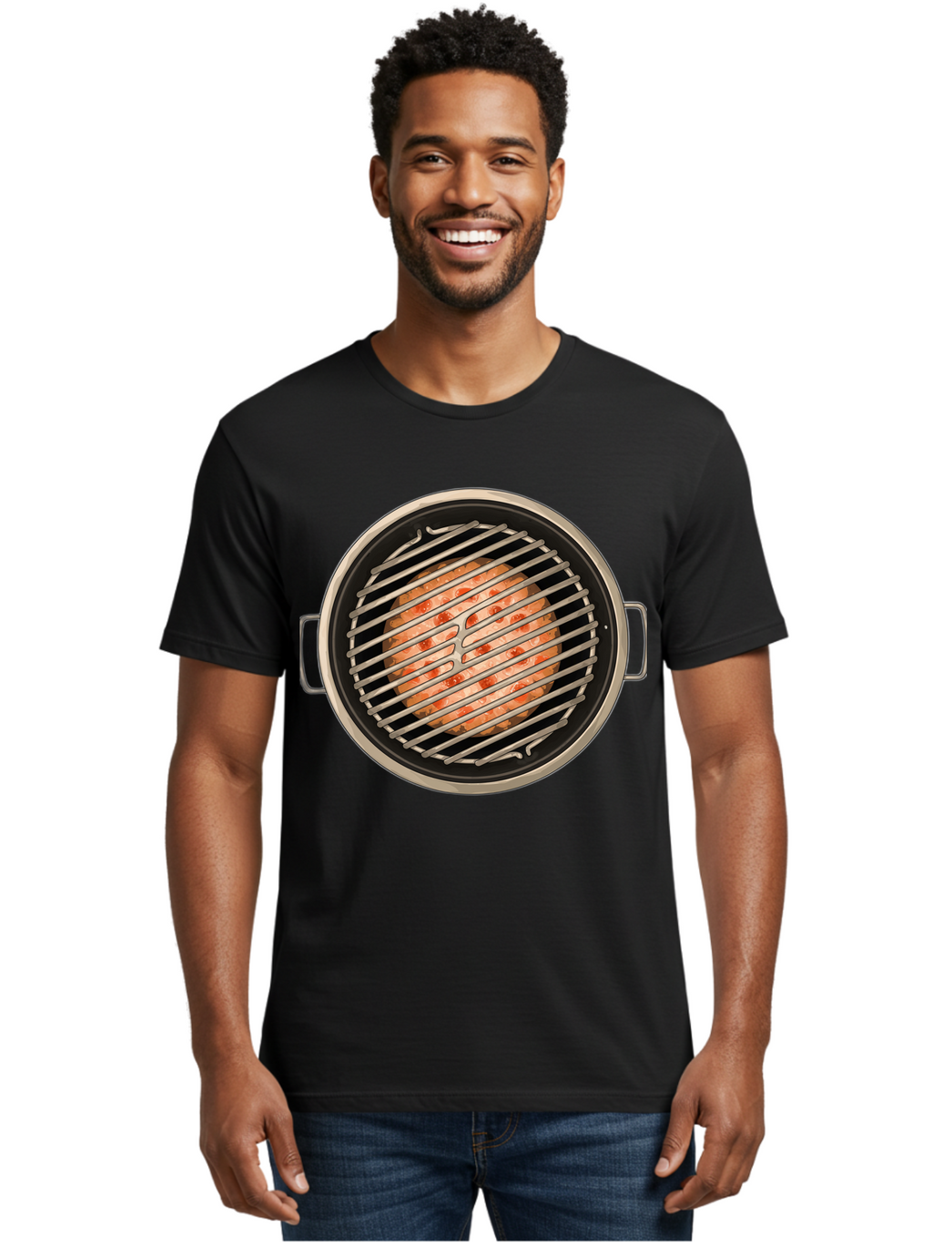 Grilled-Salmon Men'S Graphic Tee, 100% Cotton, Comfortable Casual Summer Wear, Machine Washable, Grilled Chicken, Chicken Breast, Cooking, Barbecue, Grilling, Meat, Kitchen, Food, Cooking Technique, Grill Marks, Culinary Art Bac015