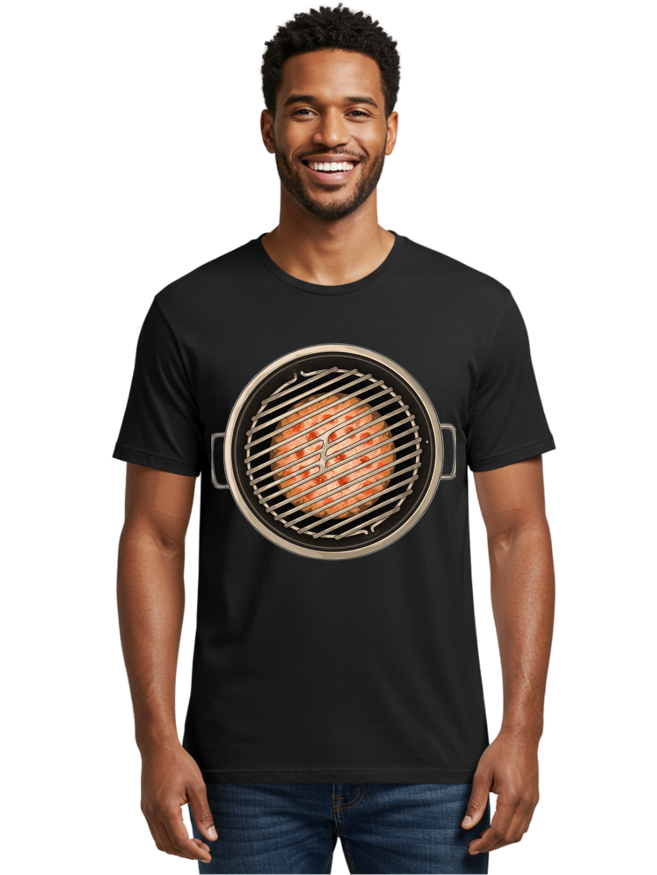 Grilled-Salmon Men'S Graphic Tee, 100% Cotton, Comfortable Casual Summer Wear, Machine Washable, Grilled Chicken, Chicken Breast, Cooking, Barbecue, Grilling, Meat, Kitchen, Food, Cooking Technique, Grill Marks, Culinary Art Bac015