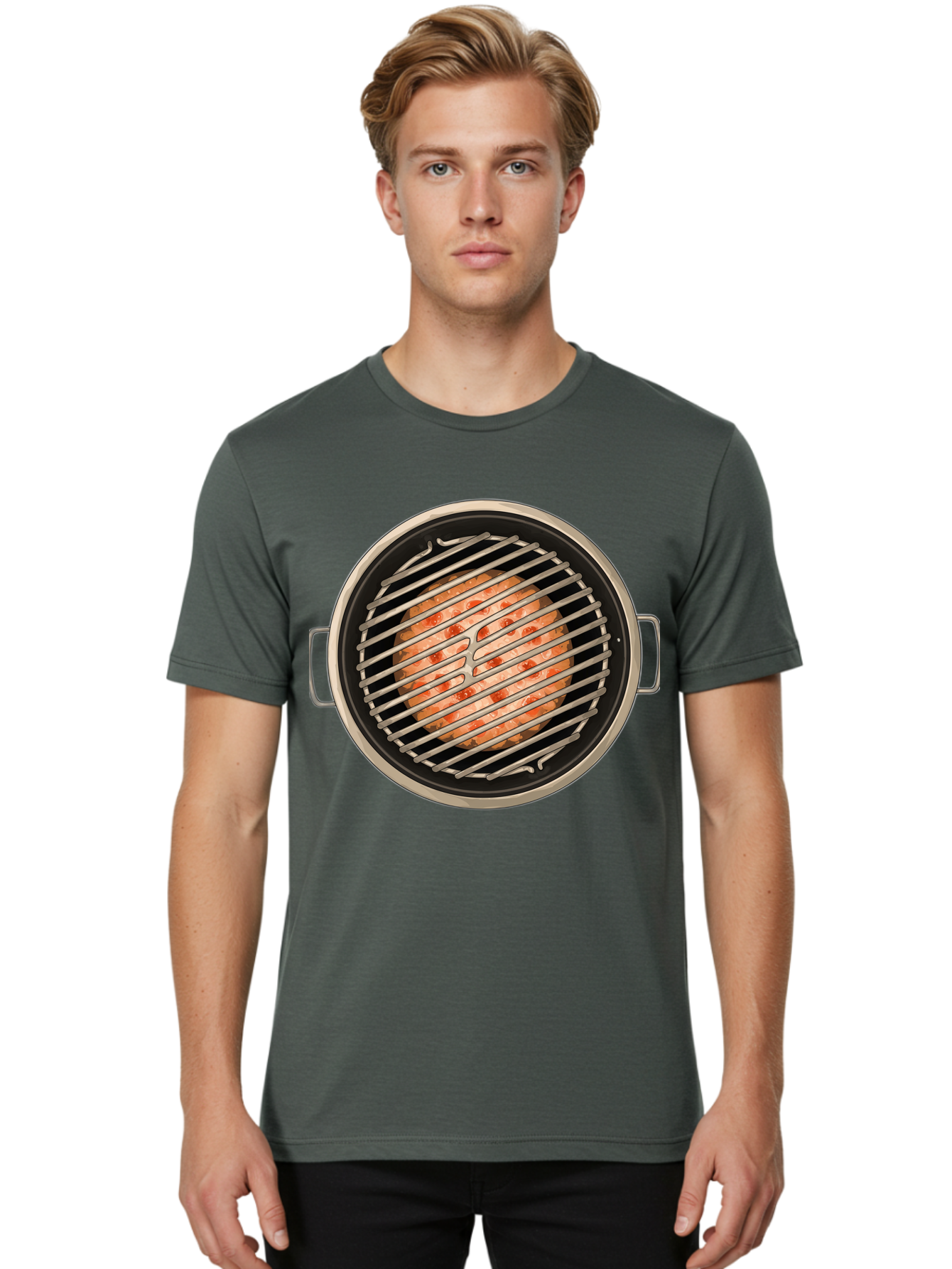 Grilled-Salmon Men'S Graphic Tee, 100% Cotton, Comfortable Casual Summer Wear, Machine Washable, Grilled Chicken, Chicken Breast, Cooking, Barbecue, Grilling, Meat, Kitchen, Food, Cooking Technique, Grill Marks, Culinary Art Bac015