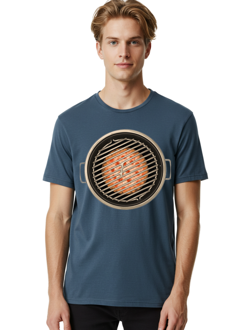 Grilled-Salmon Men'S Graphic Tee, 100% Cotton, Comfortable Casual Summer Wear, Machine Washable, Grilled Chicken, Chicken Breast, Cooking, Barbecue, Grilling, Meat, Kitchen, Food, Cooking Technique, Grill Marks, Culinary Art Bac015