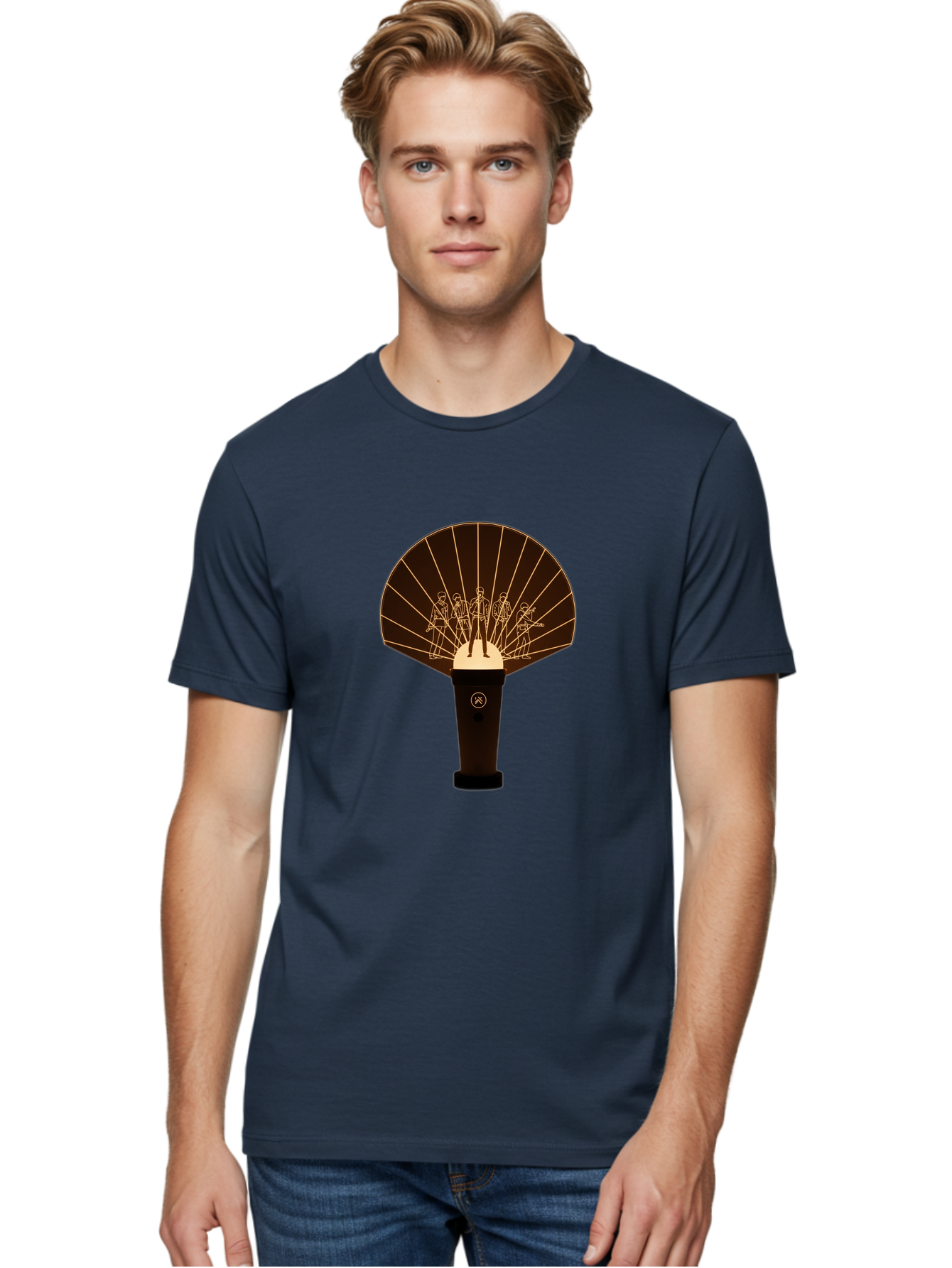 Handheld-Fan Men'S Graphic Tee, 100% Cotton, Comfortable Casual Summer Wear, Machine Washable, Handheld Fan, Elegant Design, Traditional Accessory, Cultural Heritage, Decorative Patterns, Minimalist Art, Simple Luxury, Gold Accents, Bac021