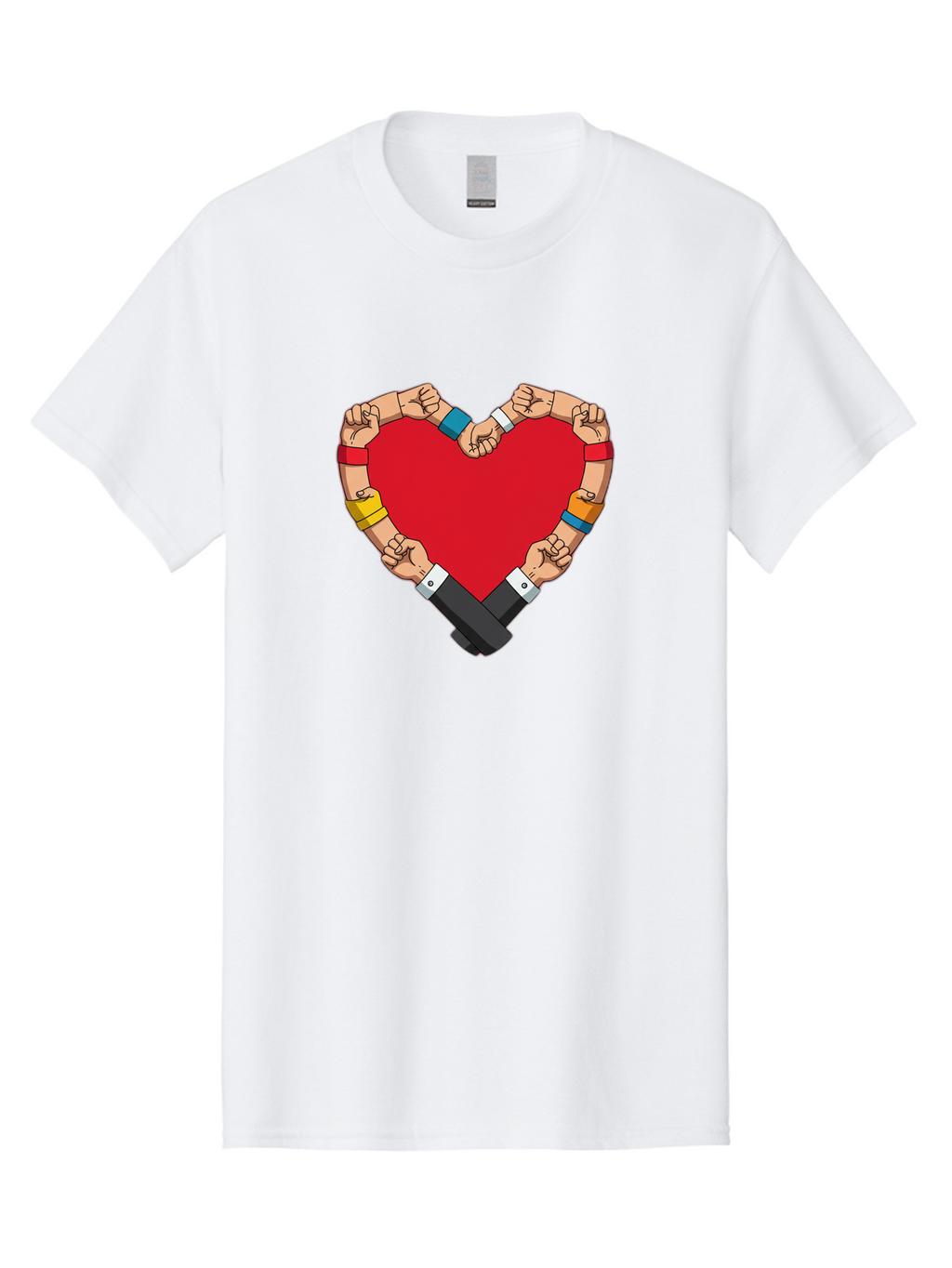 Hands-Forming-Heart-1 Men'S Graphic Tee, 100% Cotton, Comfortable Casual Summer Wear, Machine Washable, Hands Holding Heart, Unity, Solidarity, Social Justice, Human Rights, Love, Community, Togetherness, Diversity, Activism, Empowerment Bac022