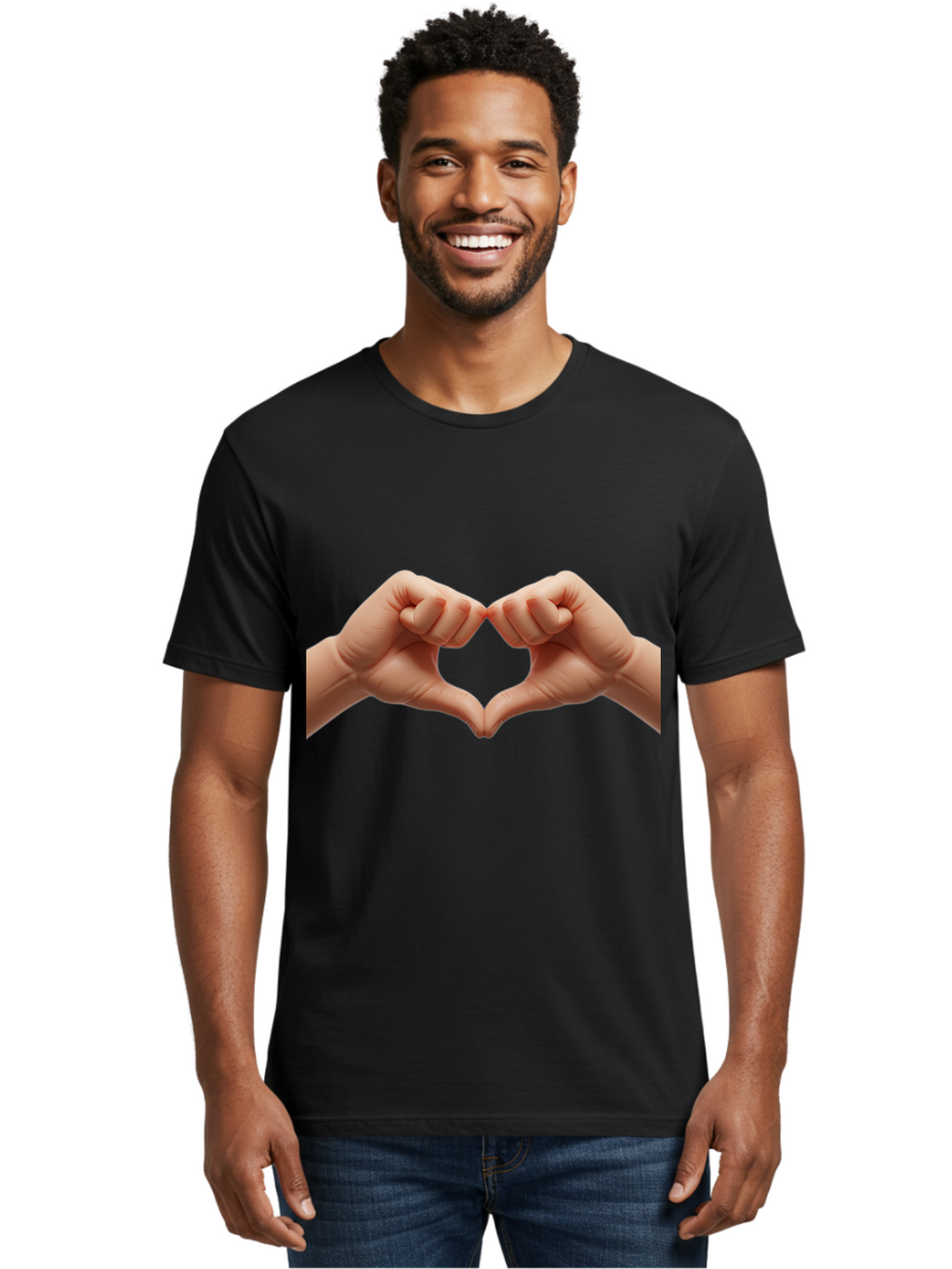Hands-Forming-Heart-3 Men'S Graphic Tee, 100% Cotton, Comfortable Casual Summer Wear, Machine Washable, Hands Forming Heart Shape, Heart Gesture, Love Symbol, Hand Sign, Affectionate Gesture, Heart Hands, Love Sign Bac024