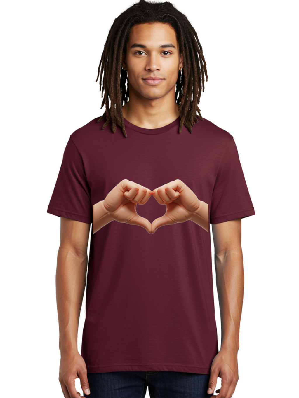 Hands-Forming-Heart-3 Men'S Graphic Tee, 100% Cotton, Comfortable Casual Summer Wear, Machine Washable, Hands Forming Heart Shape, Heart Gesture, Love Symbol, Hand Sign, Affectionate Gesture, Heart Hands, Love Sign Bac024