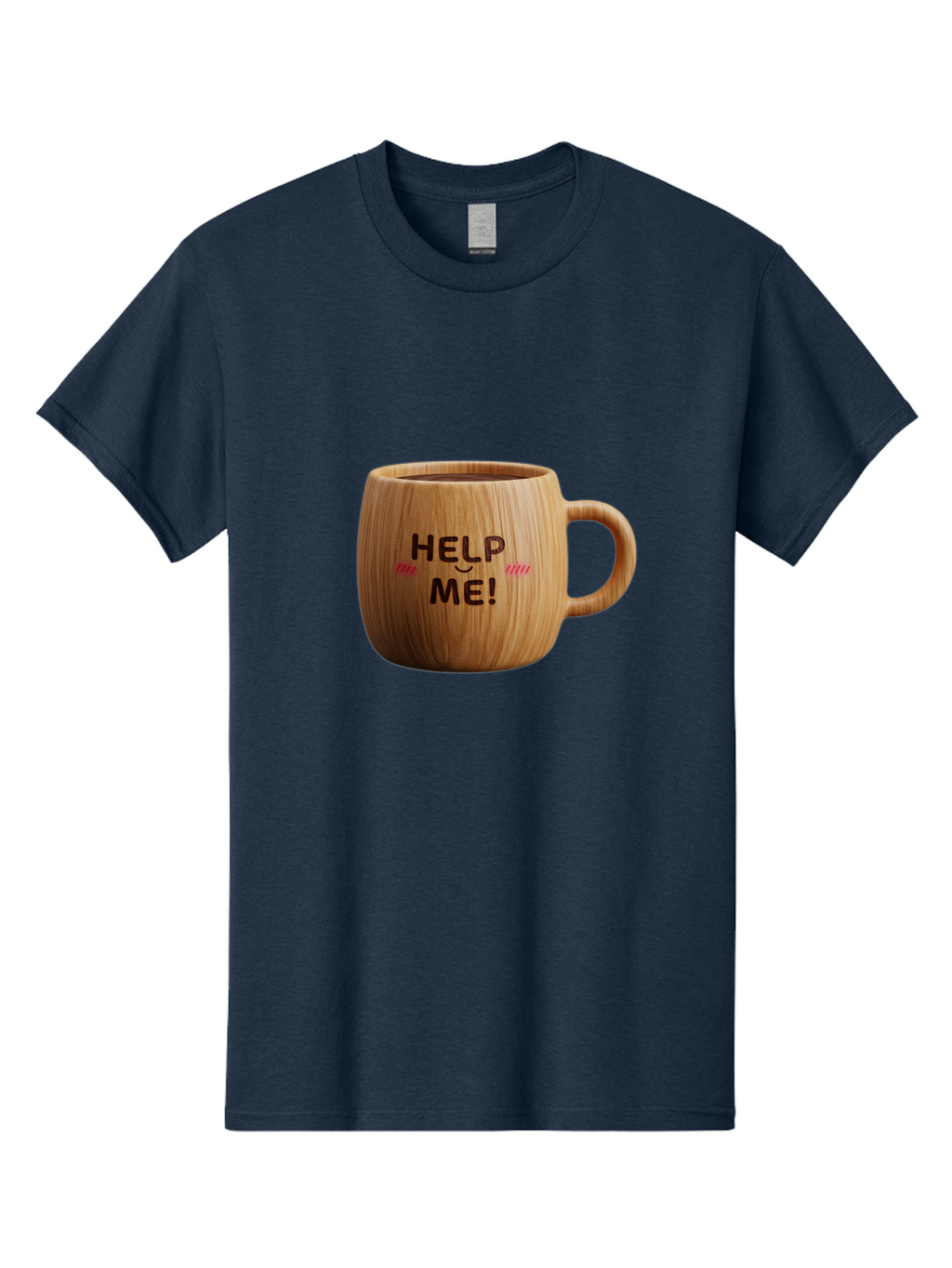 Help-Me-11 Men'S Graphic Tee, 100% Cotton, Comfortable Casual Summer Wear, Machine Washable, Wooden Coffee Mug, Text Design, Humorous Phrase, Funny Quote, Help Me, Quirky Decor, Novelty Gift, Unique Coffee Cup, Whimsical Illustration Bac037