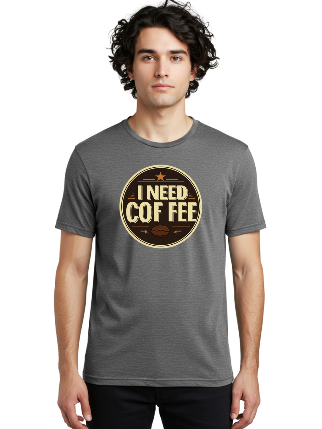I-Need-Coffee-1 Men'S Graphic Tee, 100% Cotton, Comfortable Casual Summer Wear, Machine Washable, Coffee Lover, Coffee Break, Coffee Addiction, Coffee Quote, Coffee Humor, Coffee Needed, Coffee Craving Bac058