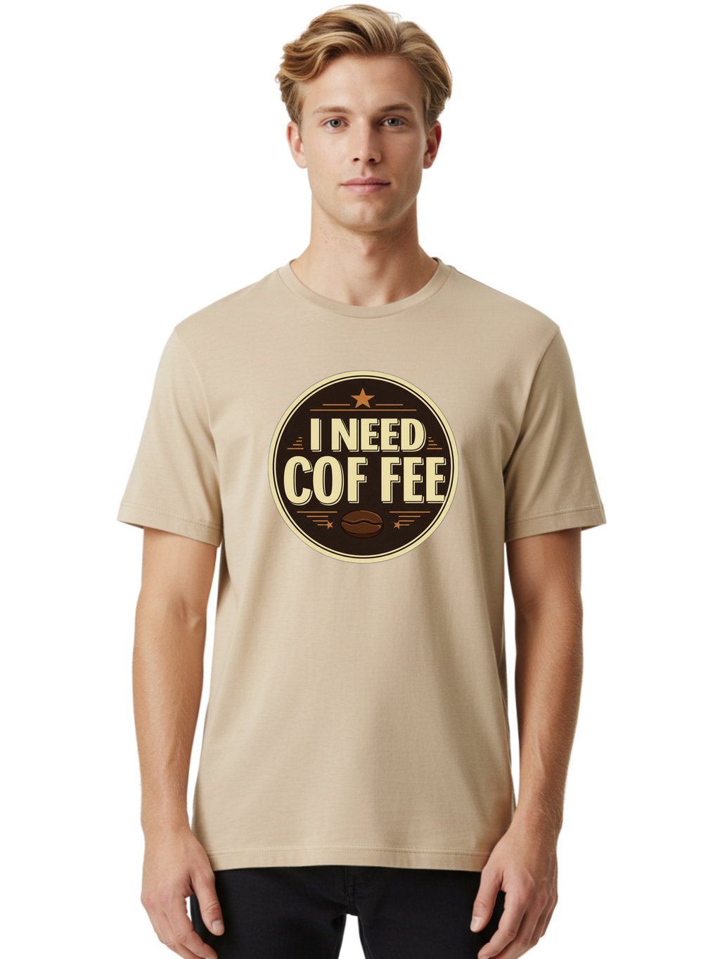 I-Need-Coffee-1 Men'S Graphic Tee, 100% Cotton, Comfortable Casual Summer Wear, Machine Washable, Coffee Lover, Coffee Break, Coffee Addiction, Coffee Quote, Coffee Humor, Coffee Needed, Coffee Craving Bac058