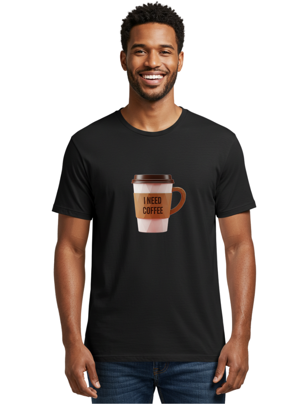 I-Need-Coffee-11 Men'S Graphic Tee, 100% Cotton, Comfortable Casual Summer Wear, Machine Washable, Coffee Cup, Morning Coffee, Coffee Break, Coffee Lover, Daily Grind, Caffeine Fix, To-Go Cup, Disposable Cup Bac060