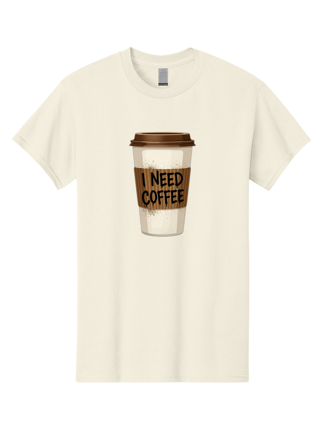 I-Need-Coffee-13 Men'S Graphic Tee, 100% Cotton, Comfortable Casual Summer Wear, Machine Washable, Coffee Cup, Takeaway Coffee, Coffee Sleeve, I Need Coffee, Caffeine Fix, Morning Coffee, Coffee Lover, Coffee Break, Coffee Cup Design Bac062