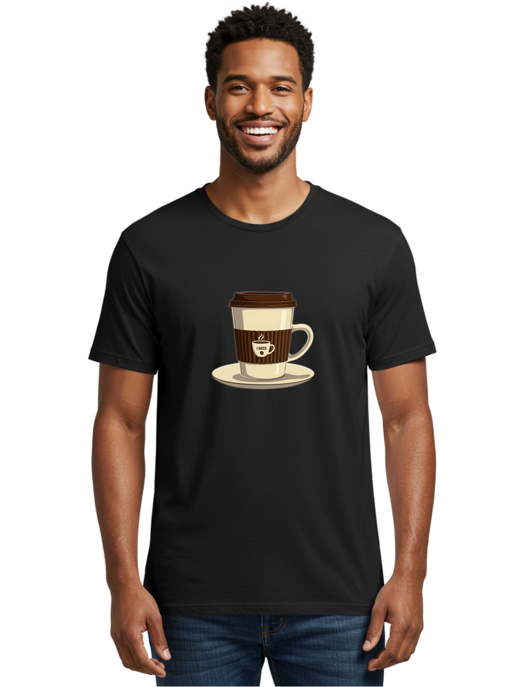 I-Need-Coffee-16 Men'S Graphic Tee, 100% Cotton, Comfortable Casual Summer Wear, Machine Washable, Coffee Cup, Takeout Container, Coffee To Go, Coffee Break, Coffee Lover, Morning Coffee, Caffeine Fix, Coffee Craving Bac065