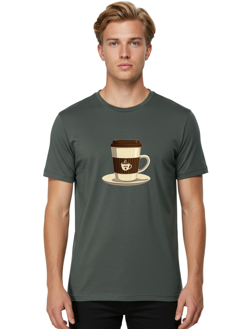 I-Need-Coffee-16 Men'S Graphic Tee, 100% Cotton, Comfortable Casual Summer Wear, Machine Washable, Coffee Cup, Takeout Container, Coffee To Go, Coffee Break, Coffee Lover, Morning Coffee, Caffeine Fix, Coffee Craving Bac065